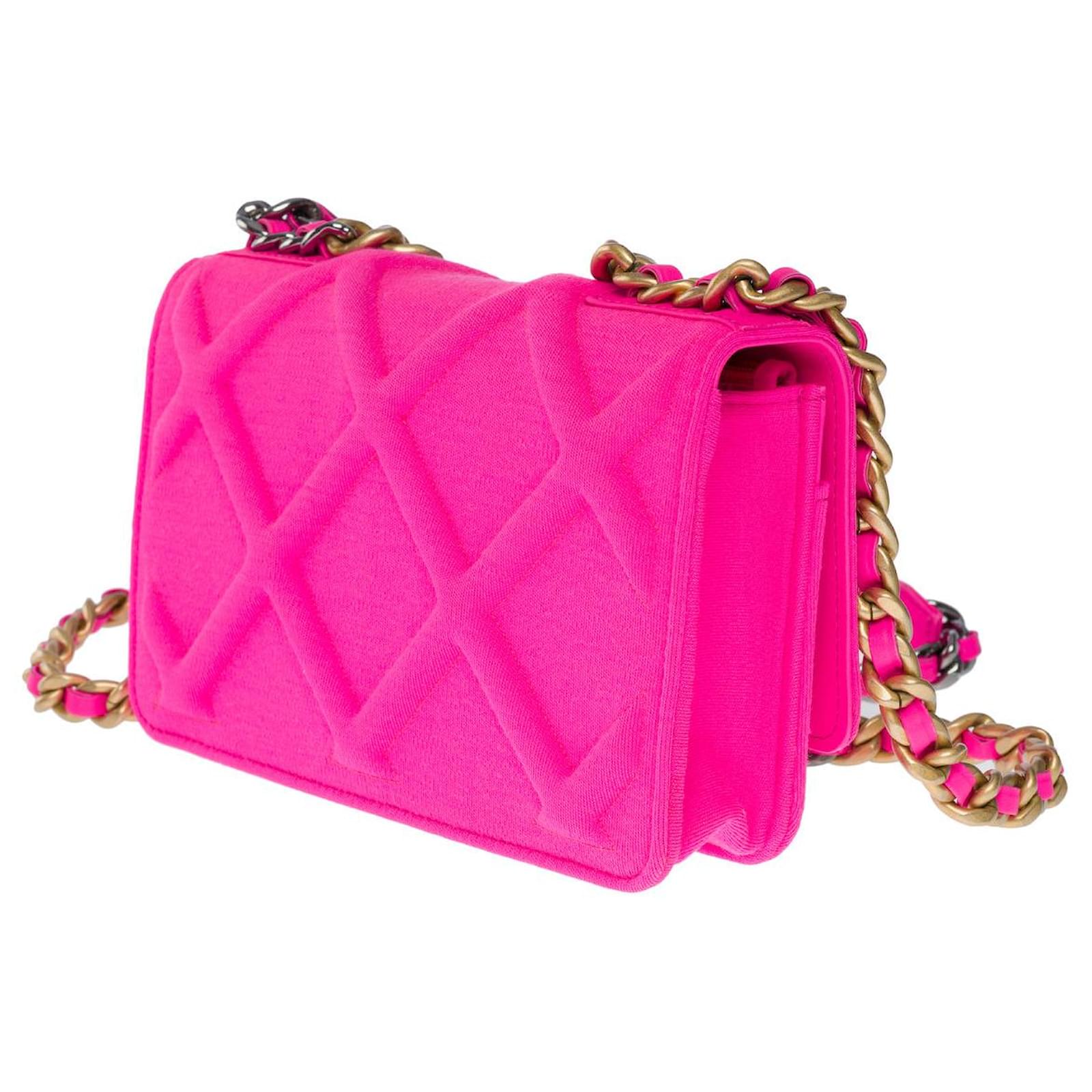 Chanel WALLET ON CHAIN CROSSBODY BAG (WOC) 19 pink cotton-101177 ref.872856