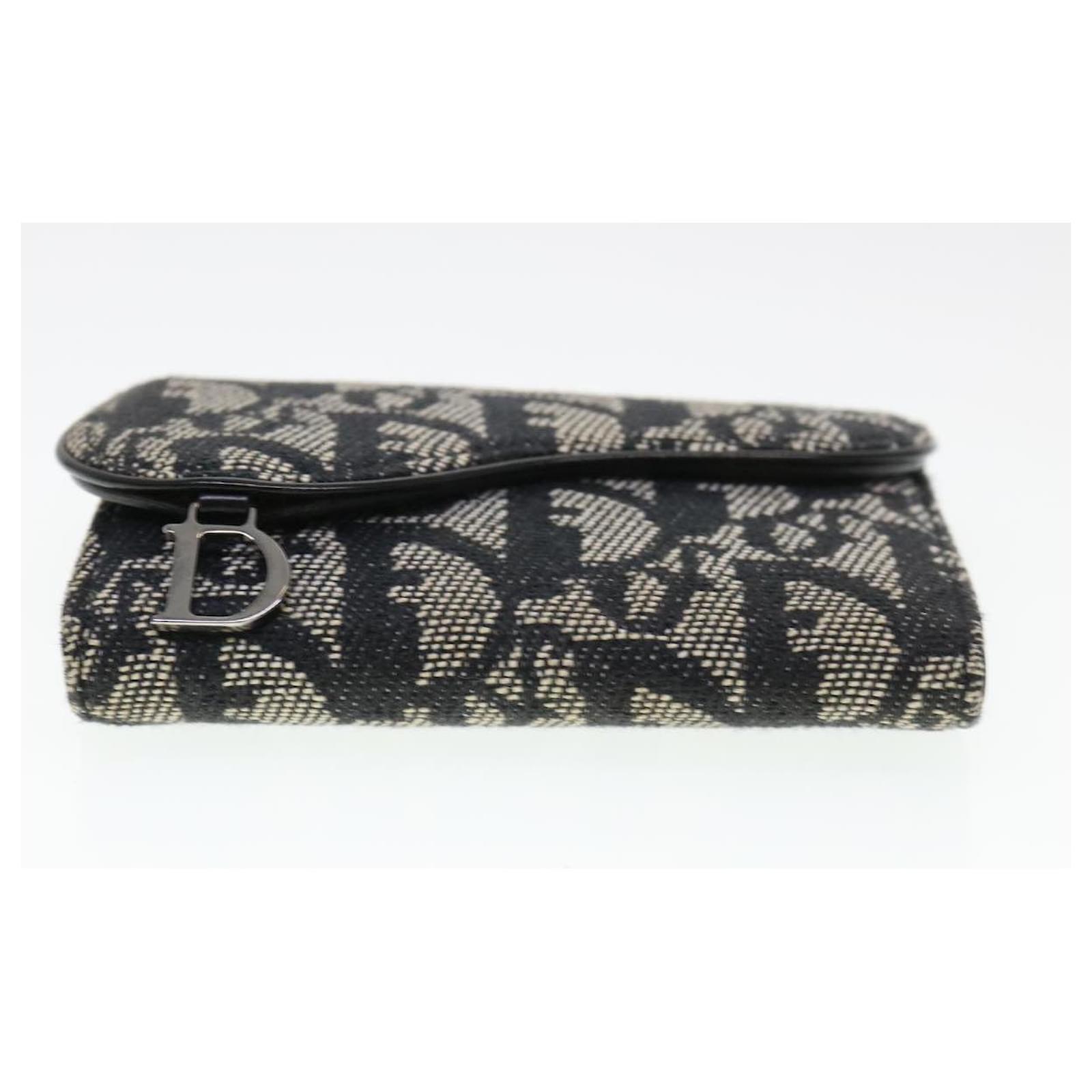 Christian Dior Trotter Canvas Key Case Navy Auth ki2799 Navy