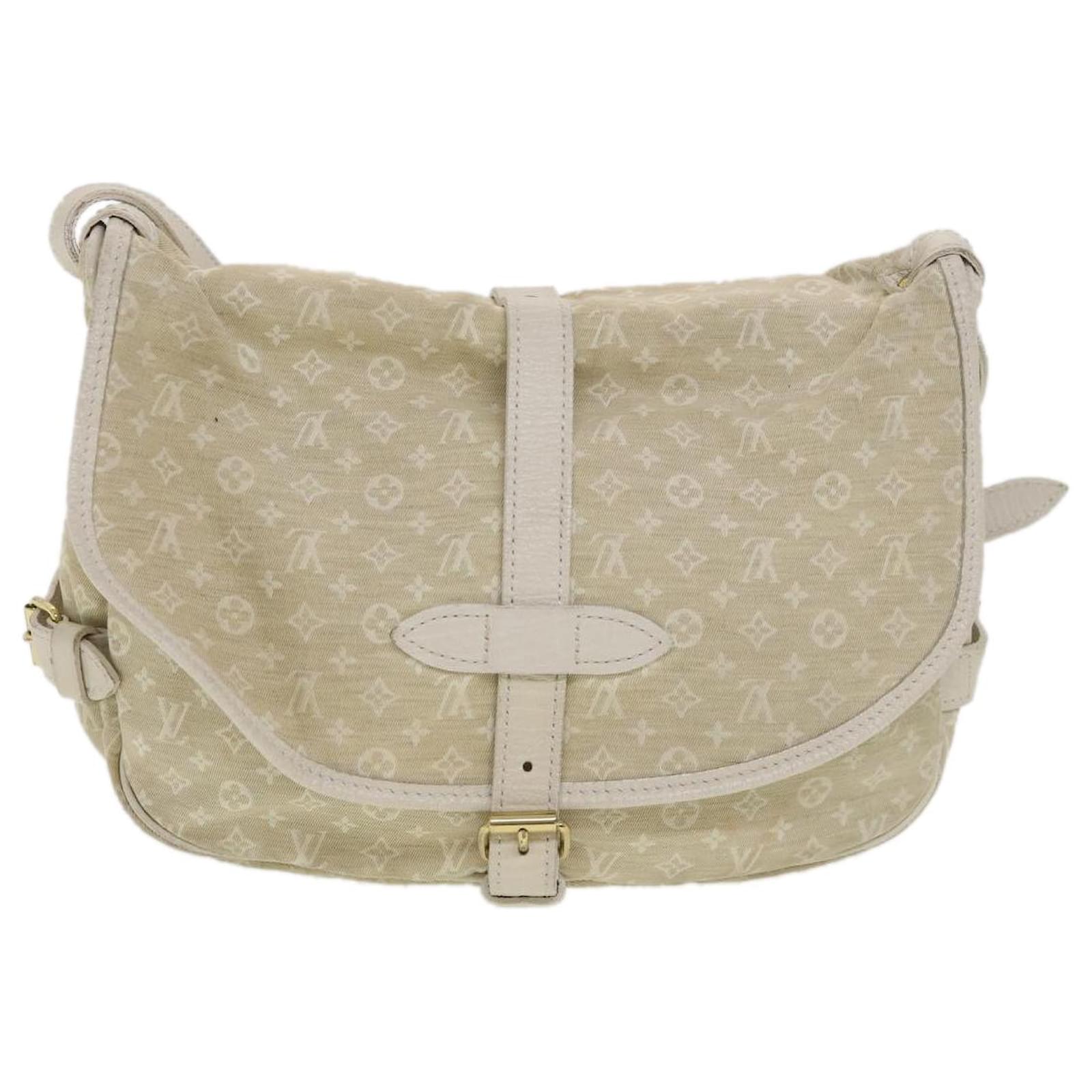 LOUIS VUITTON Monogram Mini Lin Saumur PM Shoulder Bag Ivory