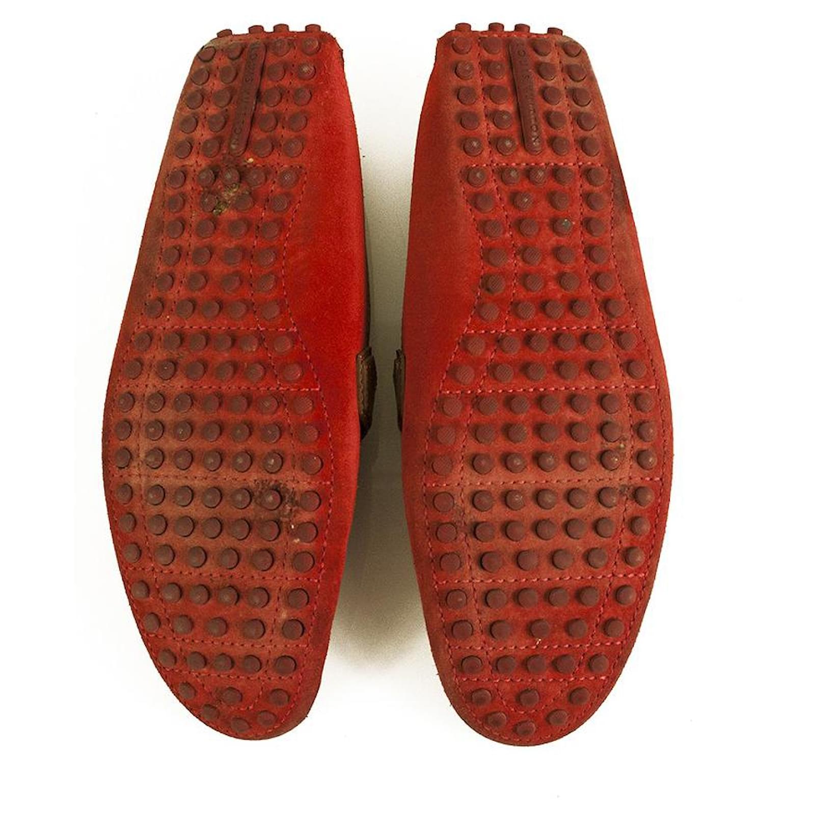 Louis Vuitton masculino camurça vermelha marrom couro Hockenheim mocassim  carro sapatos mocassim 8 Vermelho Laranja ref.873596 - Joli Closet