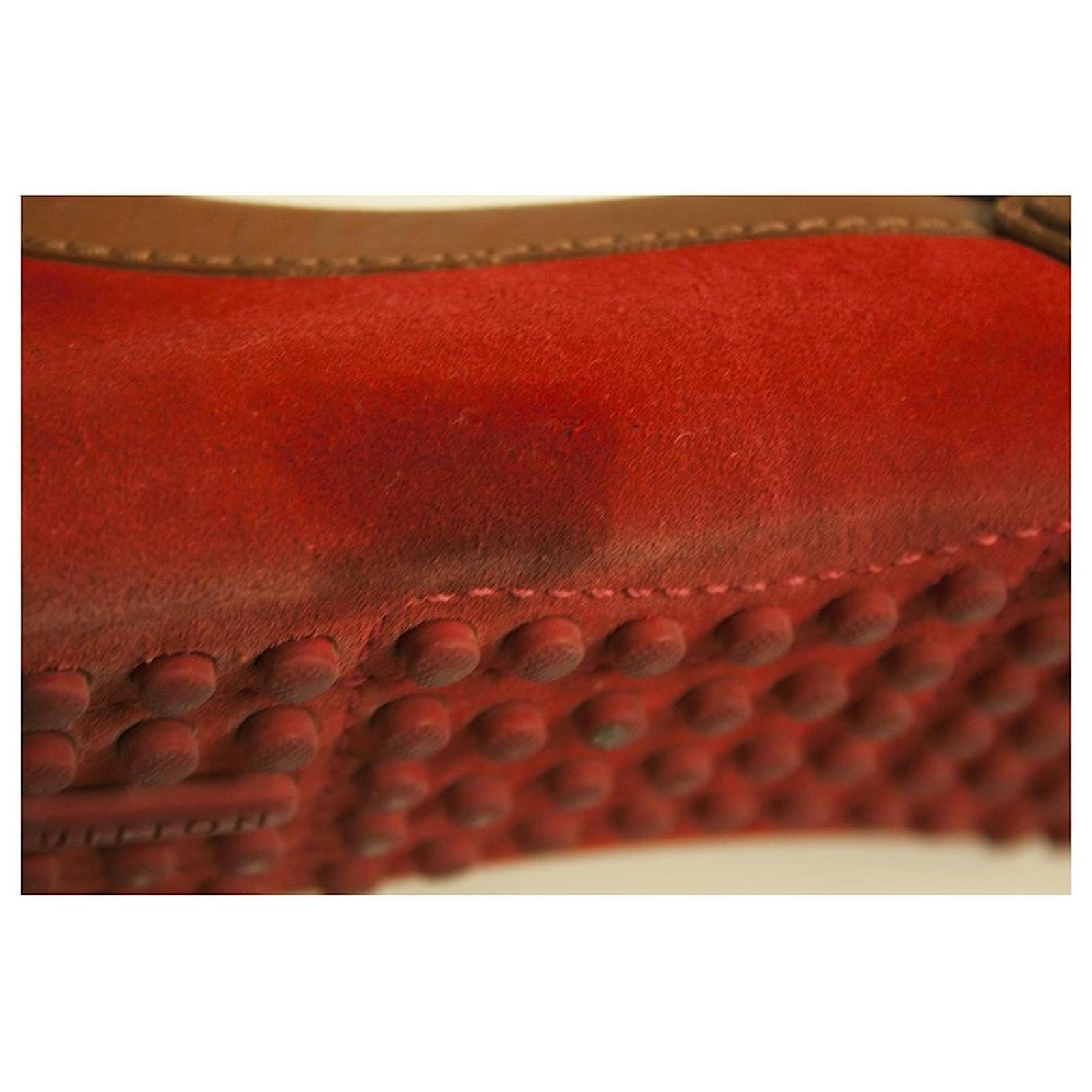 Louis Vuitton Men Red Suede Brown Leather Hockenheim Moccasin Car