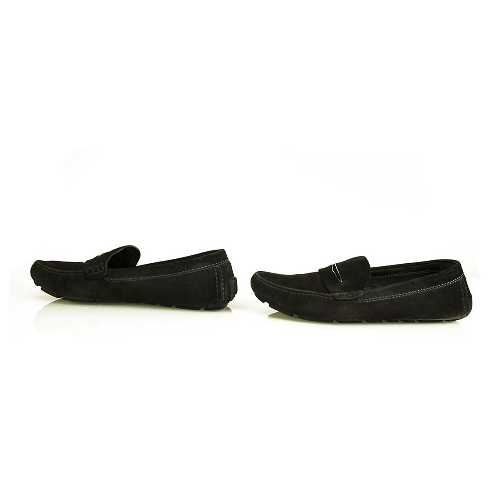 Louis Vuitton Men's Dark Blue Damier Suede Shade Moccasin Car Shoes ...