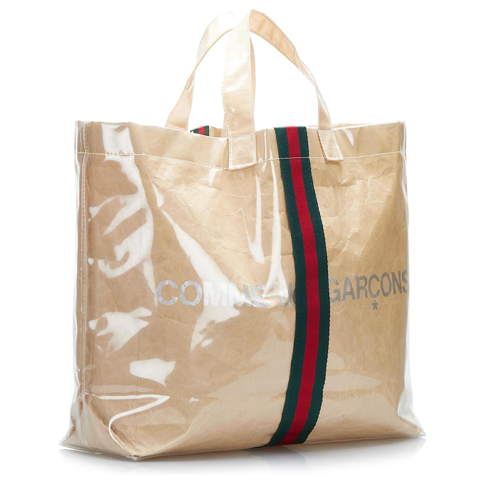 Gucci Brown Gucci x COMME des GARCONS Shopper Tote Beige Plastic