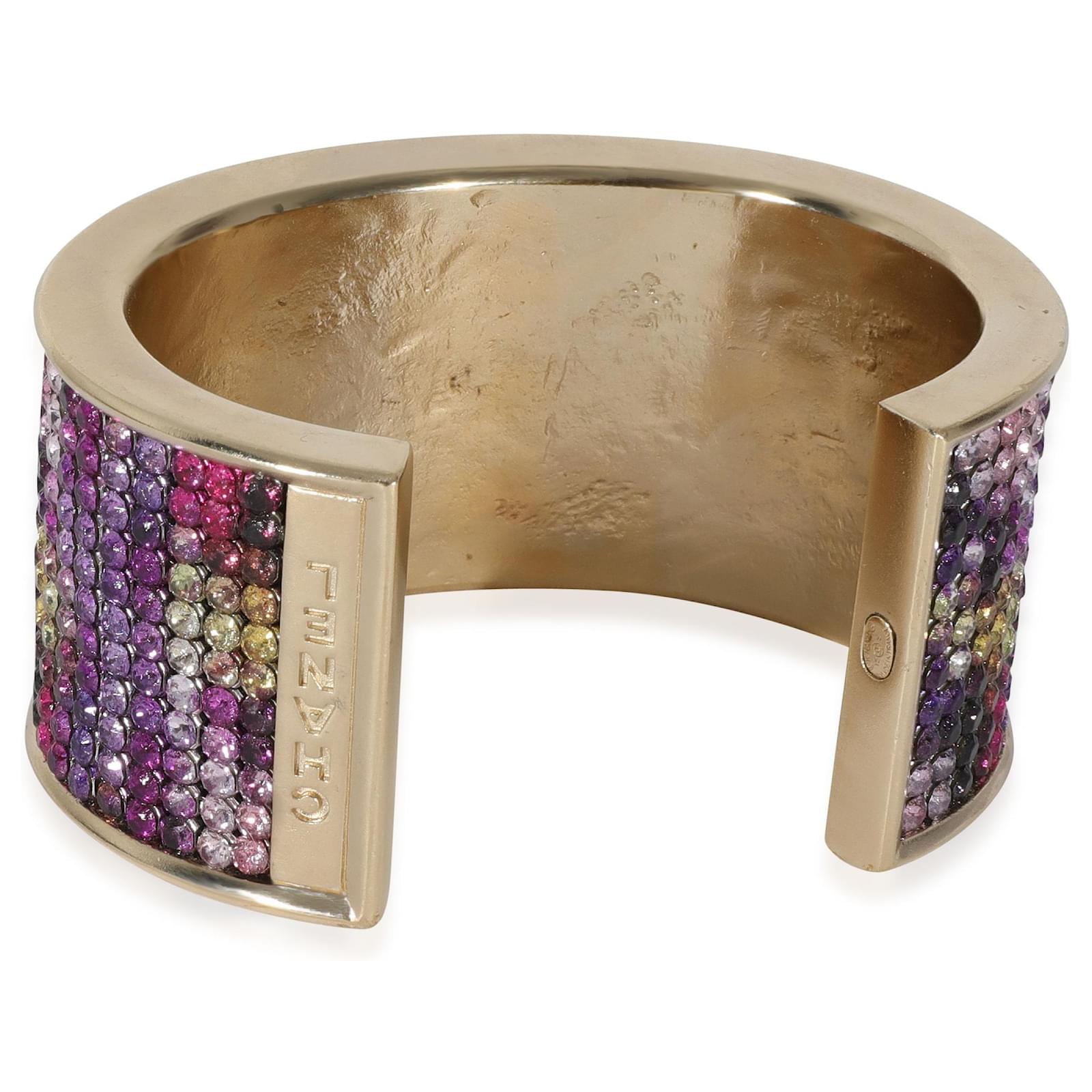 Chanel 2015 Multi-Color Strass Wide Gold Plated Cuff Bracelet Golden  Metallic Metal ref.875927 - Joli Closet