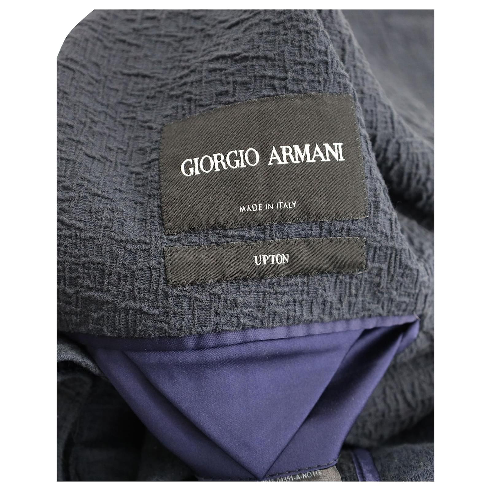 Giorgio Armani Upton Single-Breasted Textured Jacket in Navy Blue ...