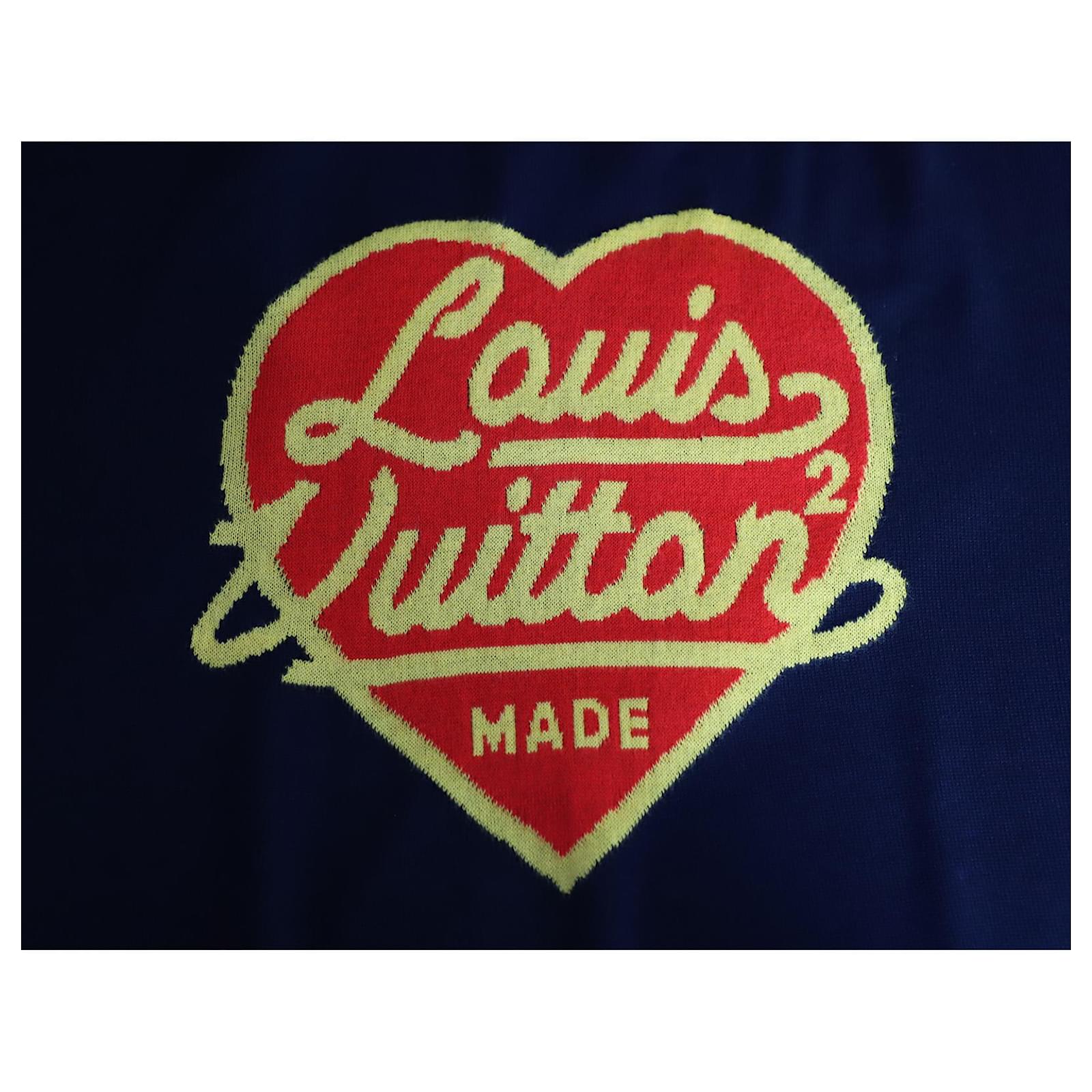 Louis Vuitton × Nigo Intarsia Jacquard Heart Crewneck Dark Ocean