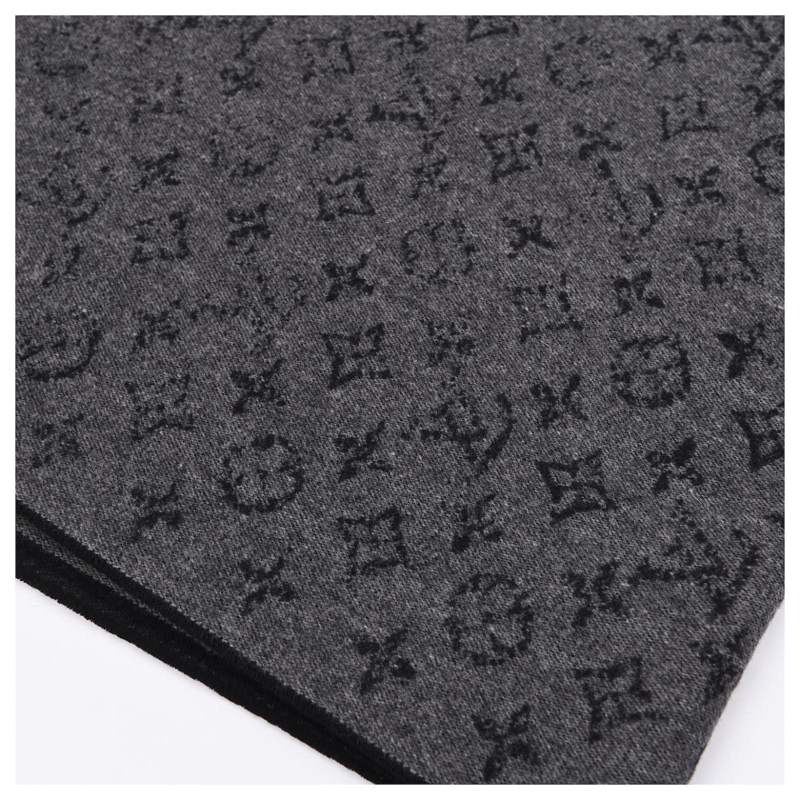 Louis Vuitton Monogram Classic Scarf Charcoal Grey Wool