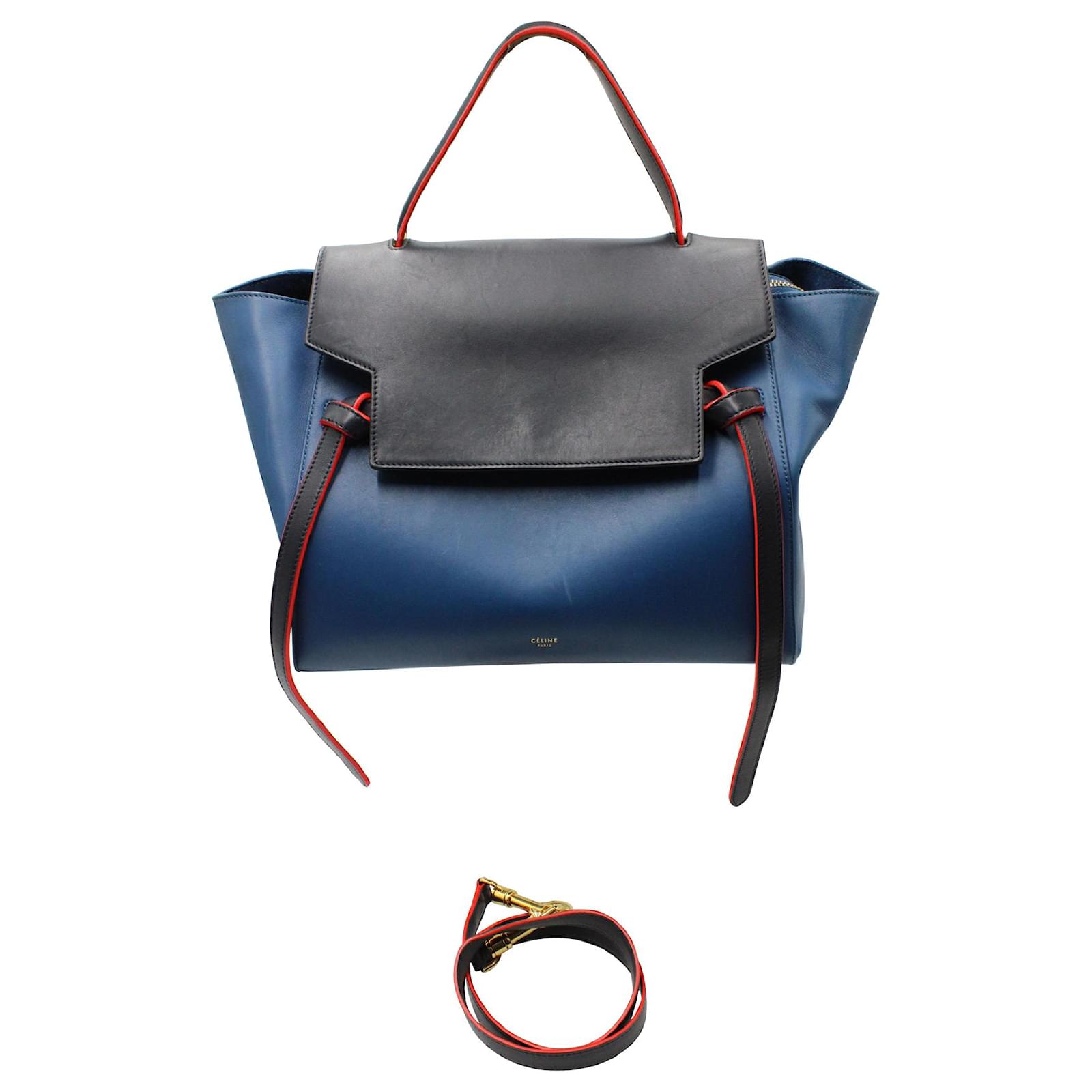 Céline Mini Belt Bag in Blue Calfskin Leather Pony-style calfskin
