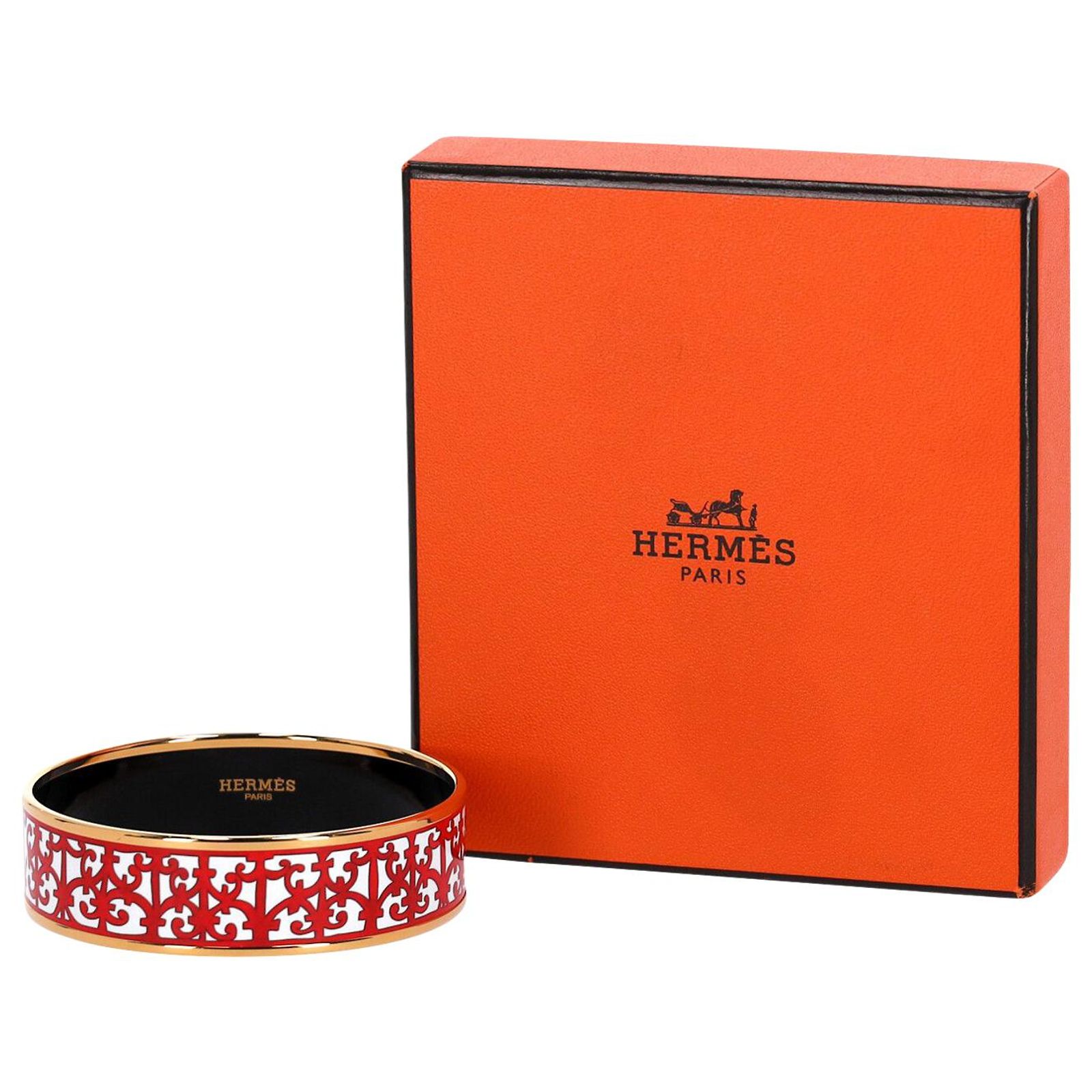 Bracelet Vintage En Métal Argenté Et émail Rouge - Joli, En Bon état