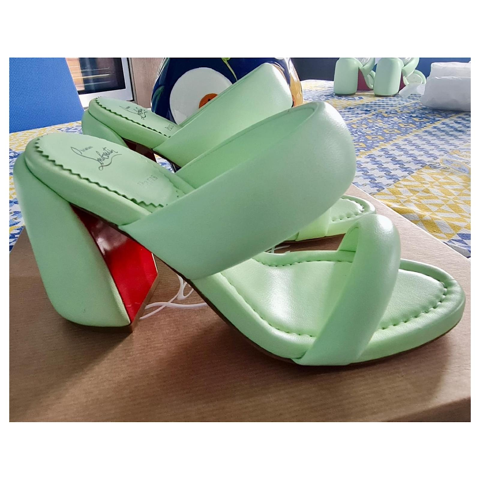 Christian Louboutin Inflama Sab 85 mm Sandals - Nappa leather - Studio  Green 38 new Light green ref.880951 - Joli Closet