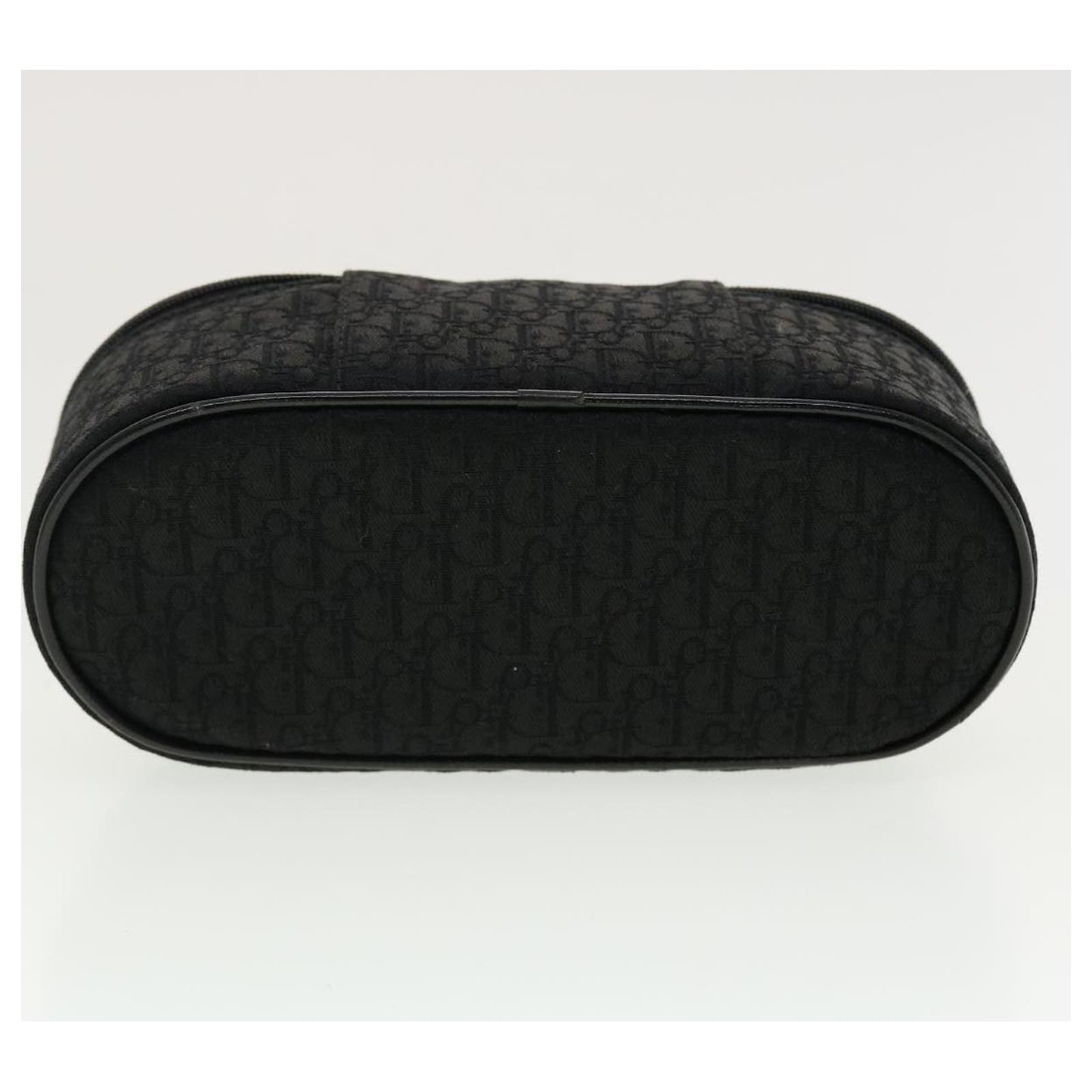 Christian Dior Trotter Canvas Vanity Cosmetic Pouch Black Auth