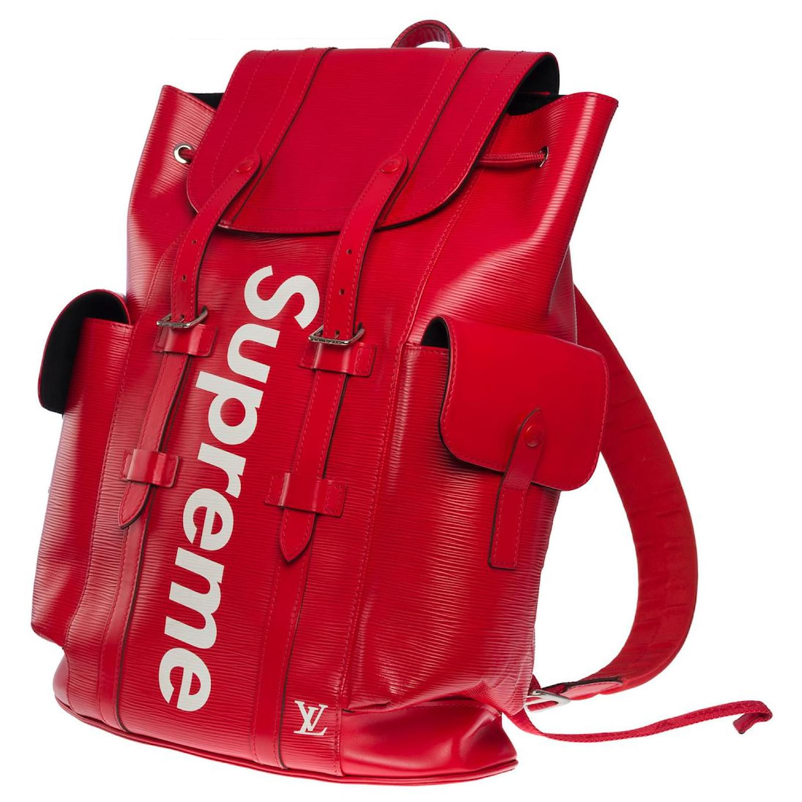 Louis Vuitton X Supreme Red Epi Leather Christopher PM Backpack