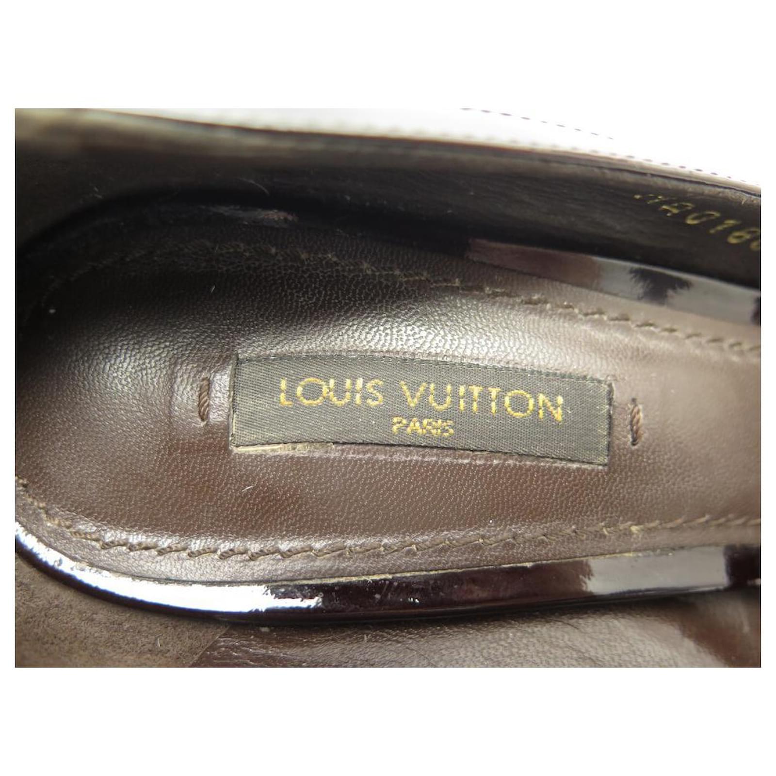 LOUIS VUITTON SHOES PALM BEACH PUMPS 37.5 features a damier ebene canvas  body Brown Leather ref.881271 - Joli Closet