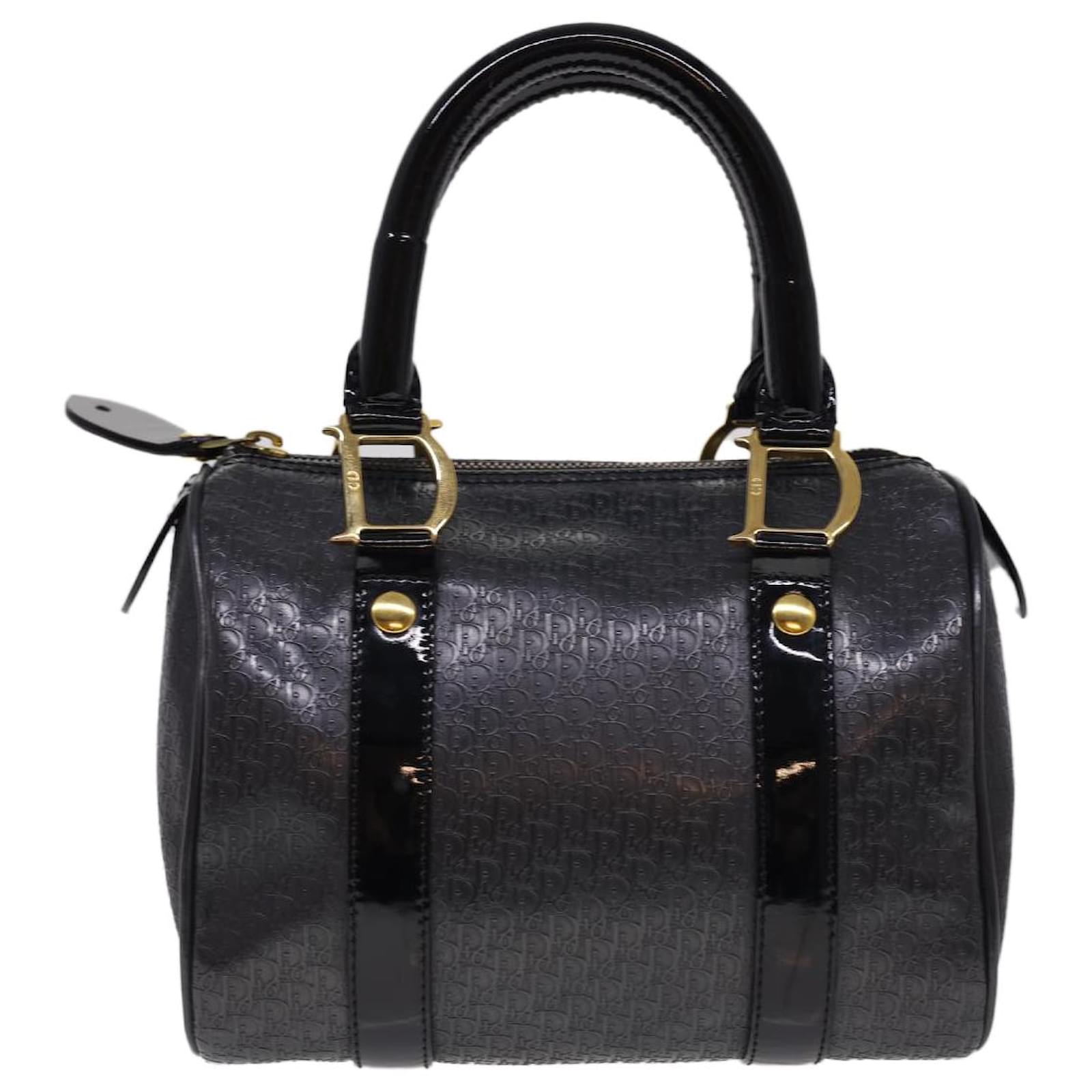 Christian Dior Trotter Canvas Mini Boston Bag Black Auth