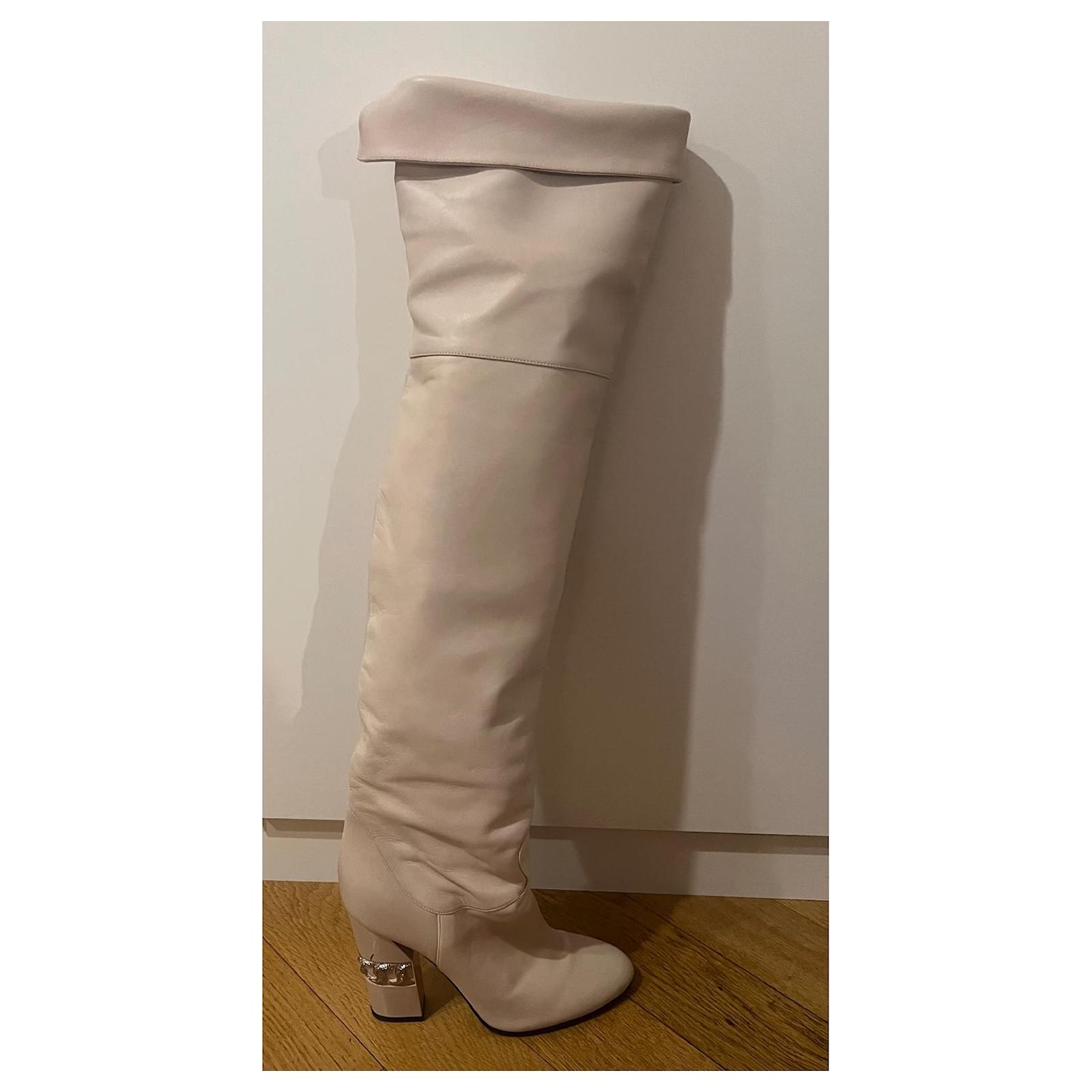Casadei Boots Cream Leather ref.884074 - Joli Closet