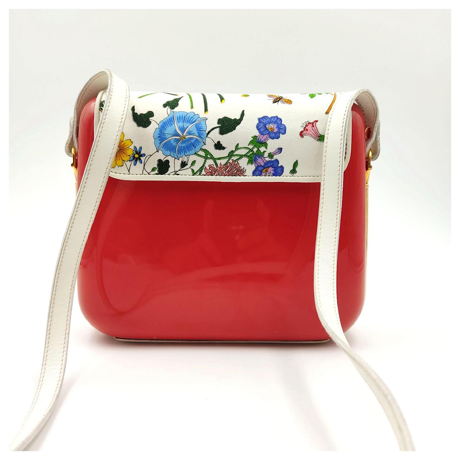 Gucci Flora vintage plastic bag from the 70s-80S Red Leather ref.884232 -  Joli Closet