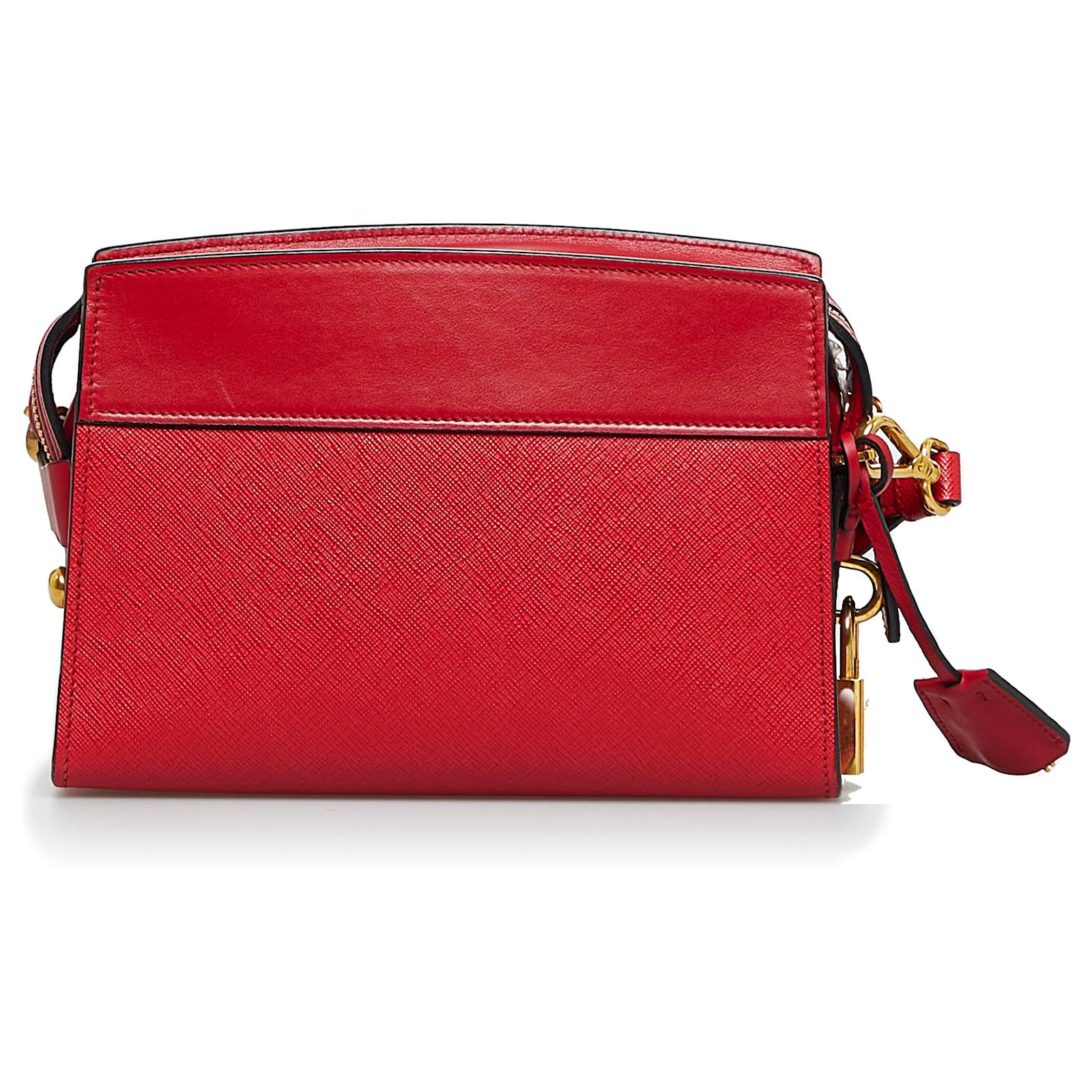 Prada Red Esplanade Saffiano Crossbody Bag Leather Pony-style calfskin  ref.885996 - Joli Closet