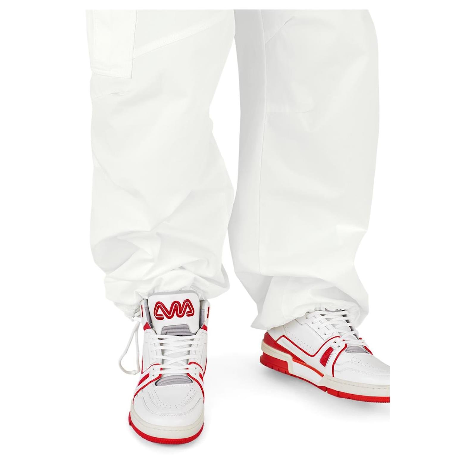 Louis Vuitton LV Trainer Virgil Abloh mid-top sneaker White Red Leather  ref.894741 - Joli Closet