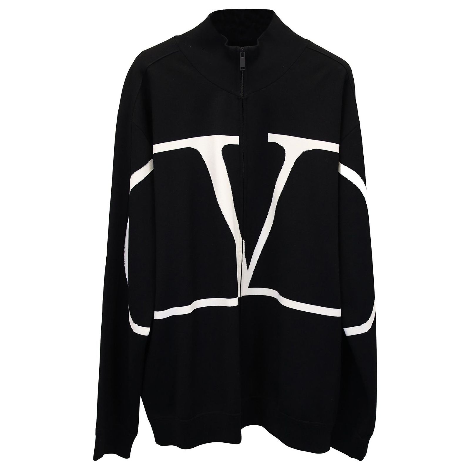 Sweat à Capuche Valentino Garavani Noir Avec Logo V Blanc - Taille L - Neuf Avec étiquettes