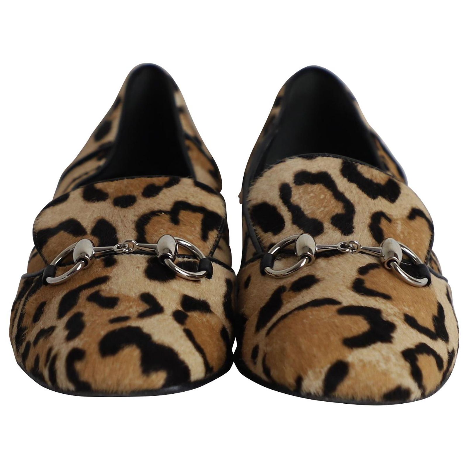 GUCCI Calf Hair Animal Print Dress Loafers Gucci Lillian Horsebit Leopard Print Loafers in Beige and  main image 4