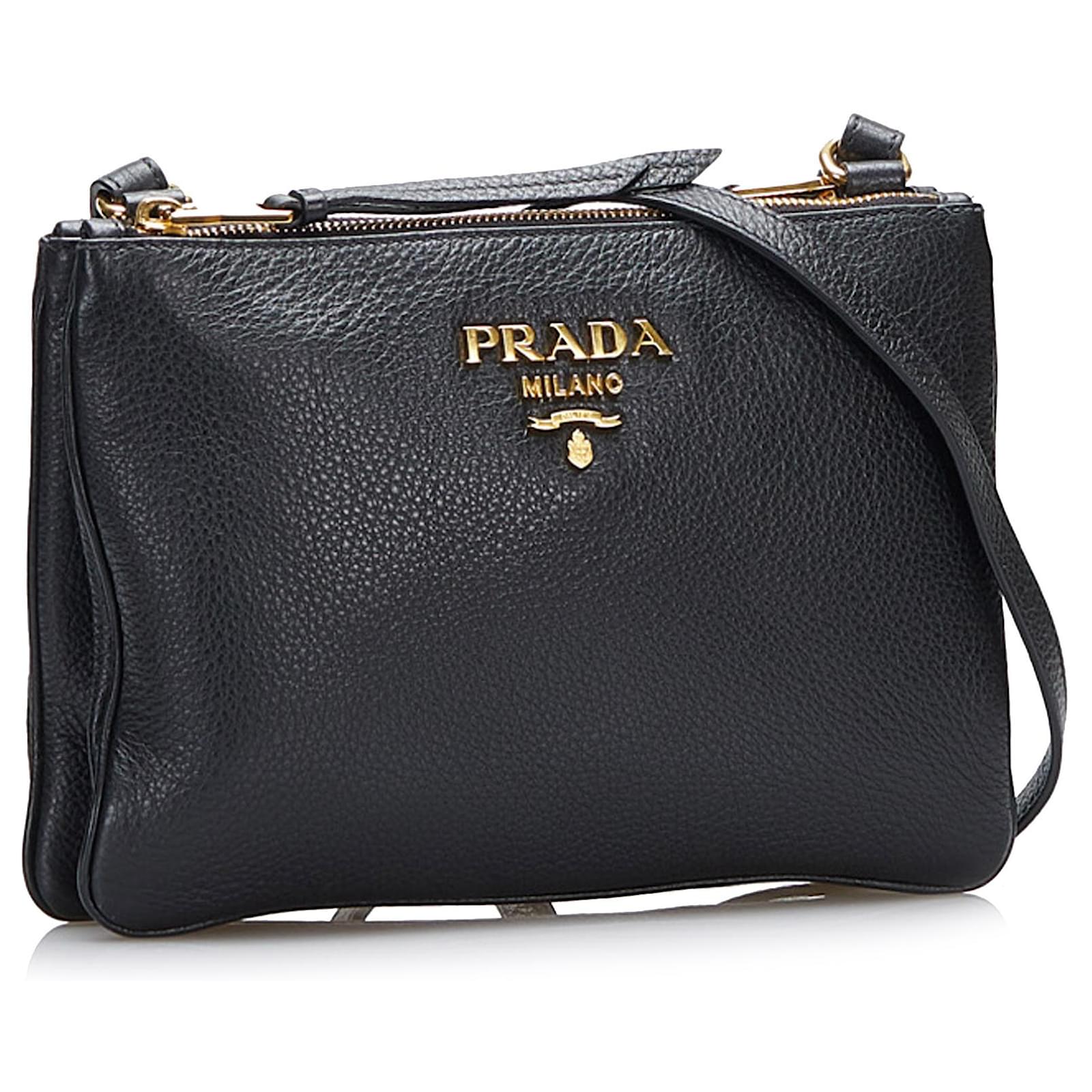 Prada Blue Vitello Daino Flap Crossbody Leather Pony-style