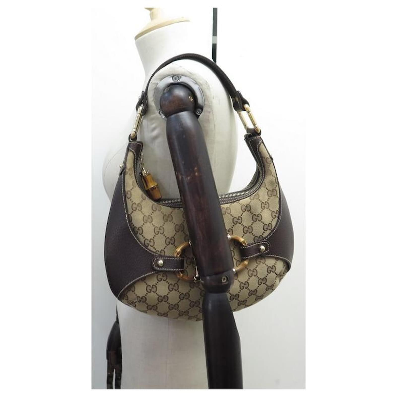 えむ◎ GUCCI AMALFI BAMBOO HOBO HANDBAG 154378 BEIGE MONOGRAM GG