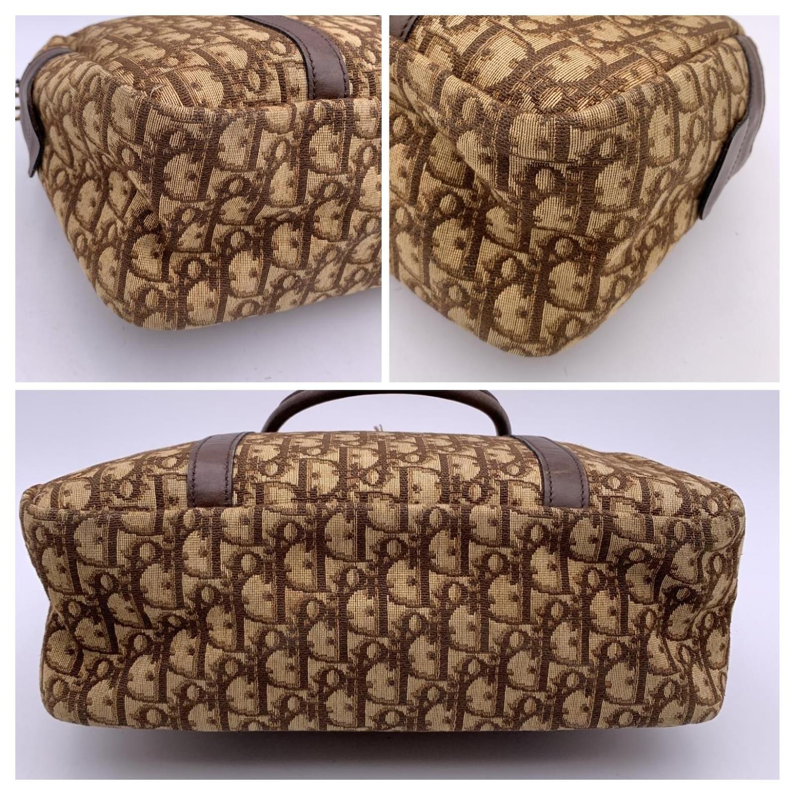 Christian Dior Vintage Brown Oblique Monogram Canvas Boston Bag Cloth ...