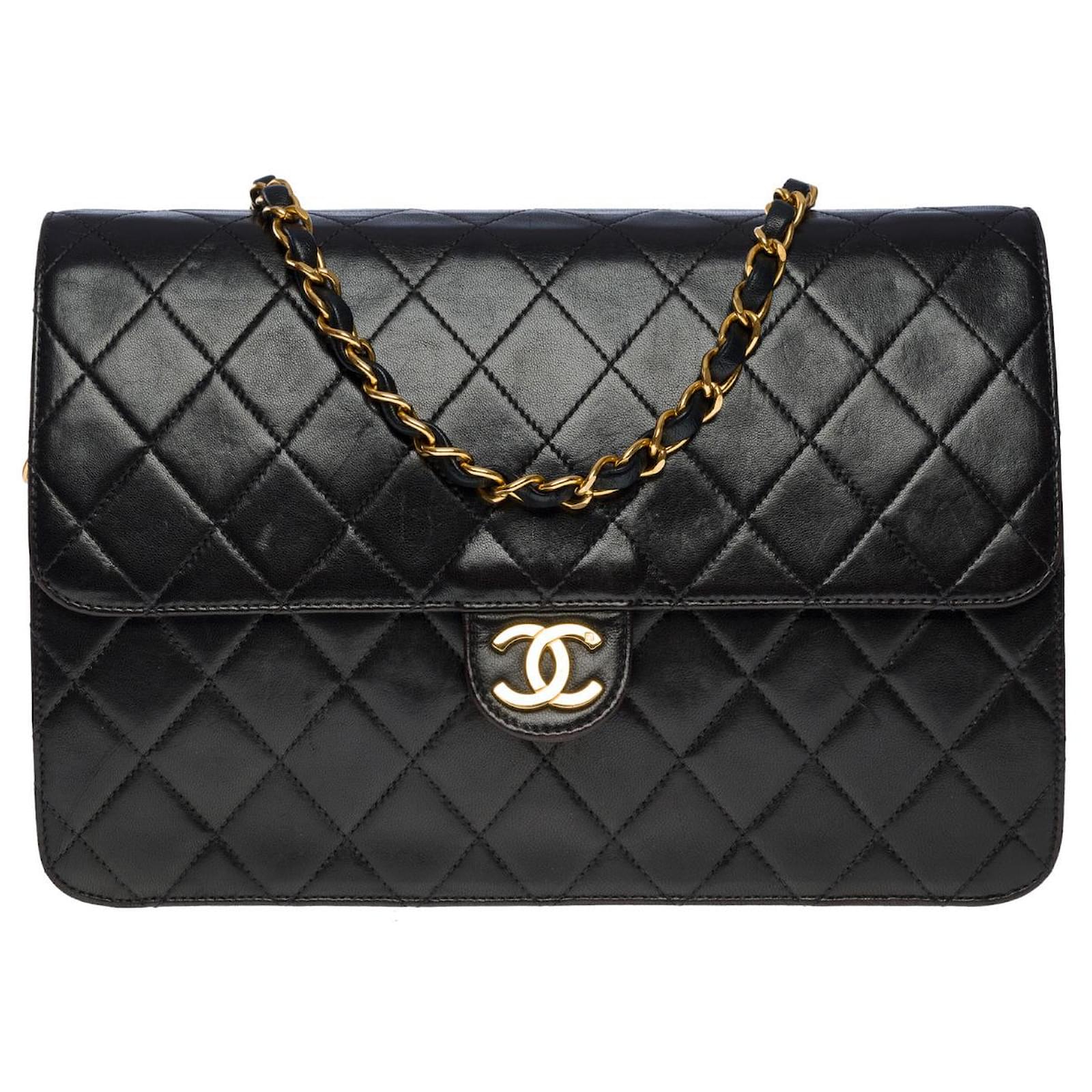 CHANEL, Timeless Cc Chain Pochette Quilted Caviar Brown Leather Shoulde