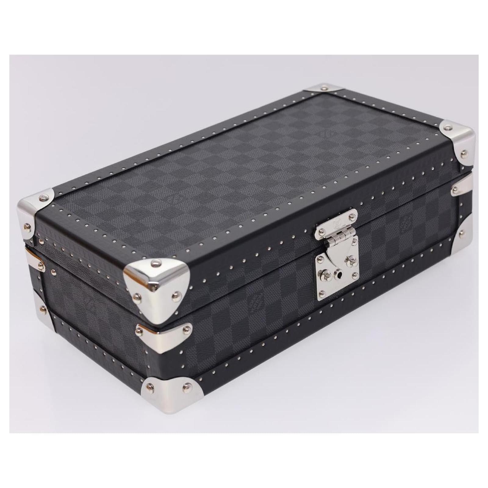 Handbags Louis Vuitton Louis Vuitton Damier Graphite Watch Case Coffret 8 Montor Trunk N48226 LV 40463a