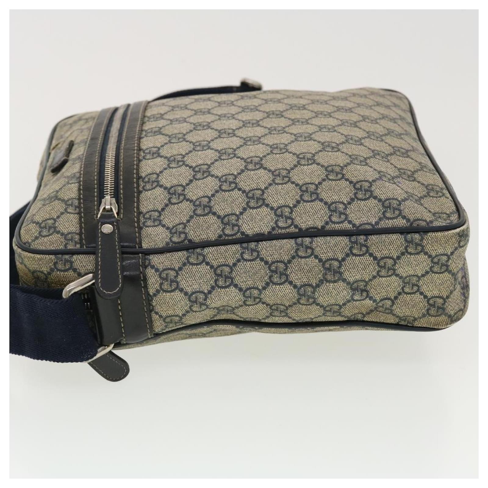 バッグ Gucci Vintage GG Canvas Shoulder Bag GUCCI GG Canvas Shoulder Bag PVC Leather Navy Beige 201448