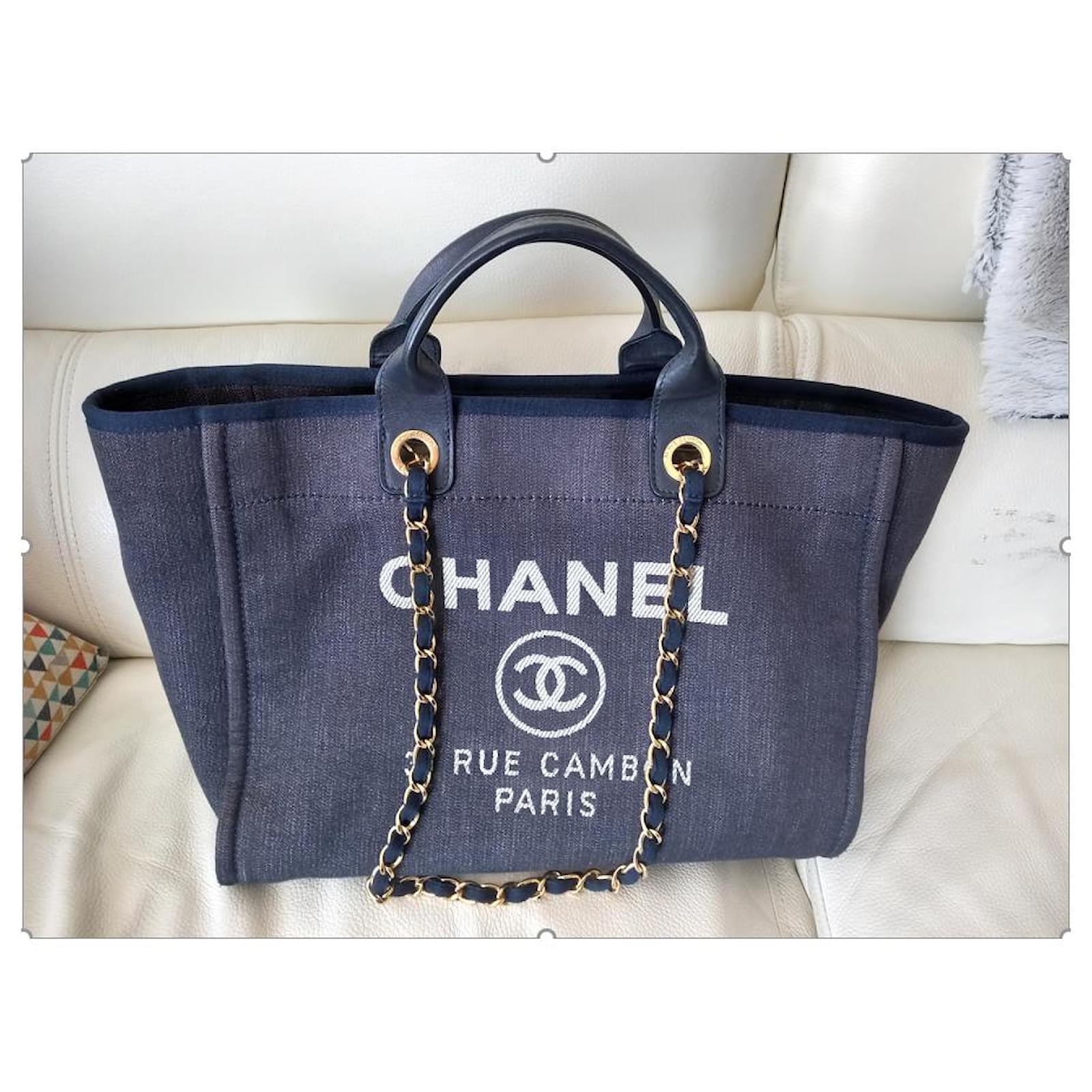 Deauville Medium Chanel Denim Tote Dark Blue. ref.889020 - Joli Closet