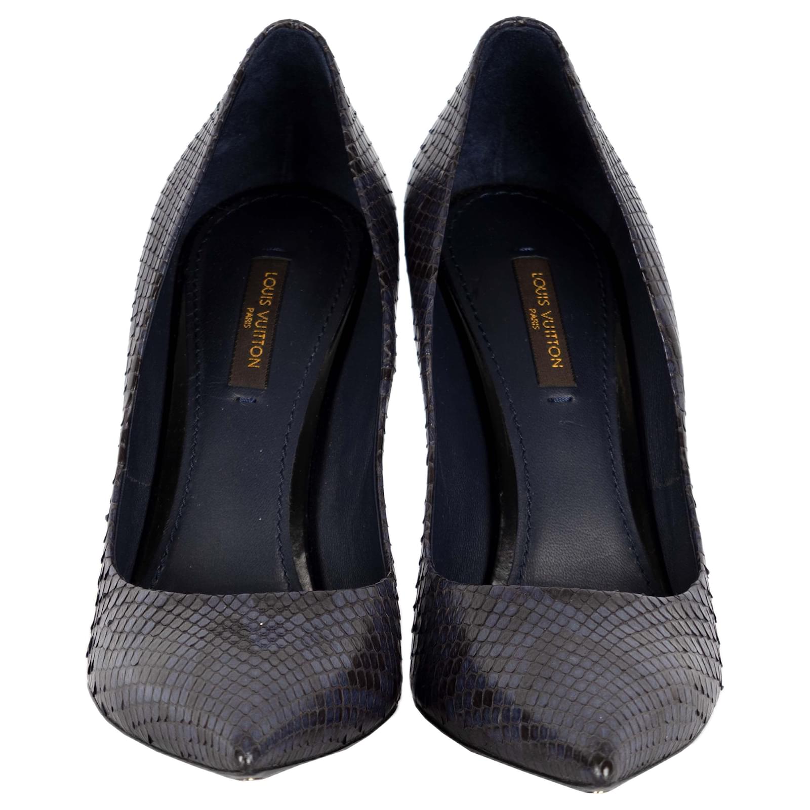Louis Vuitton Black Snakeskin Pointed Toe Slingback Sandals Size 40.5 Louis  Vuitton