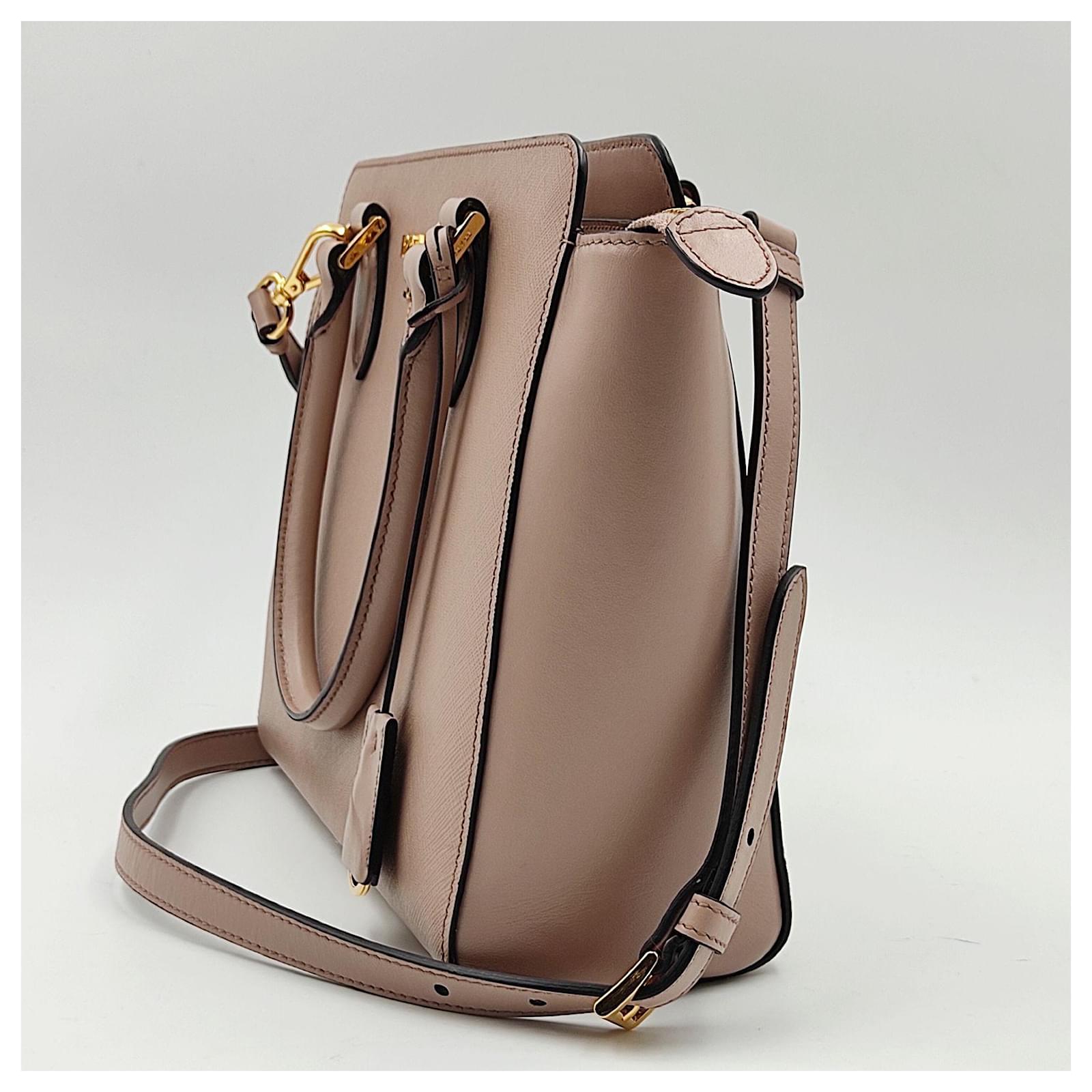 Prada - Small Saffiano Leather Double Bag Tote - Powder Pink