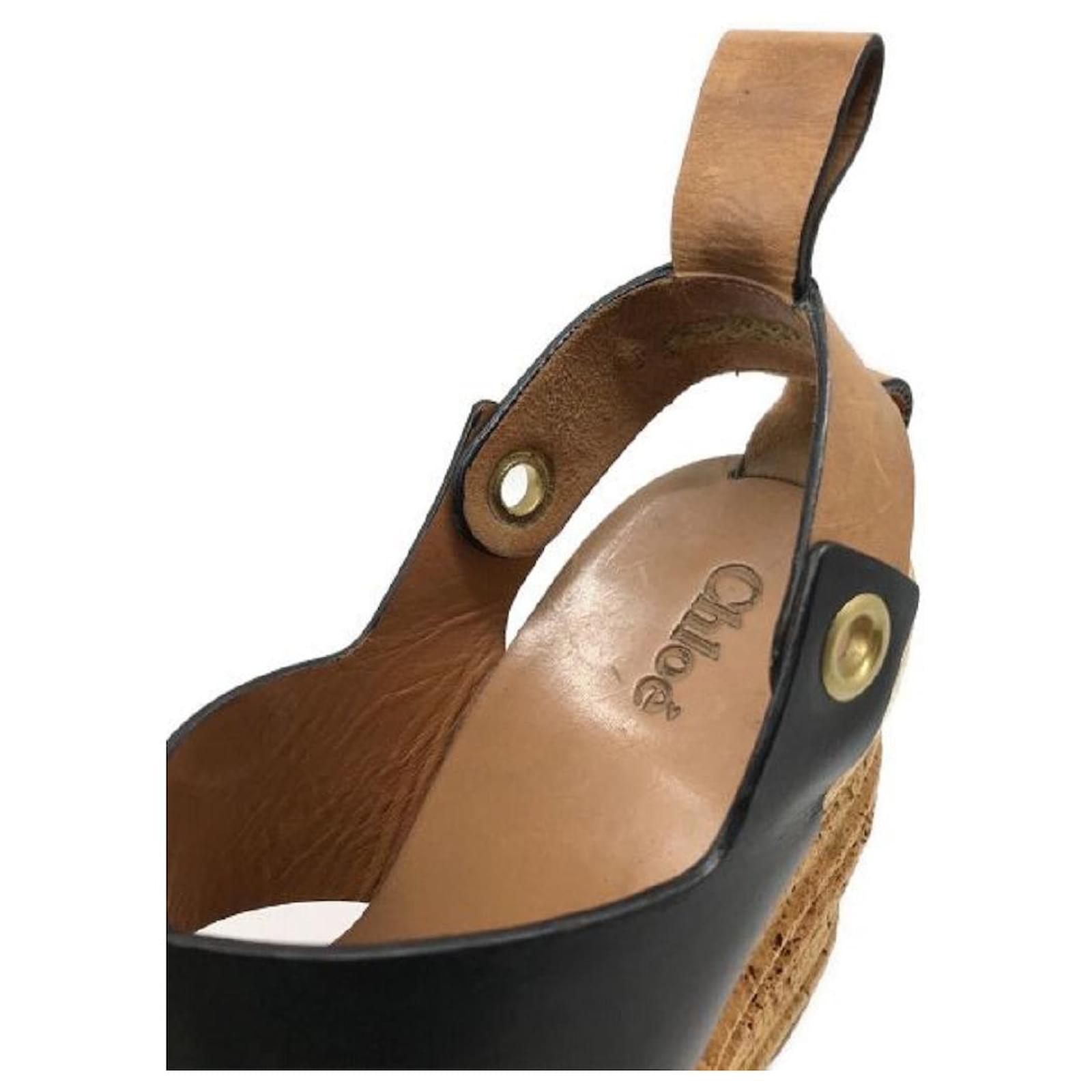 Chloé Sandales à talons compensés en cuir Chloe Camille