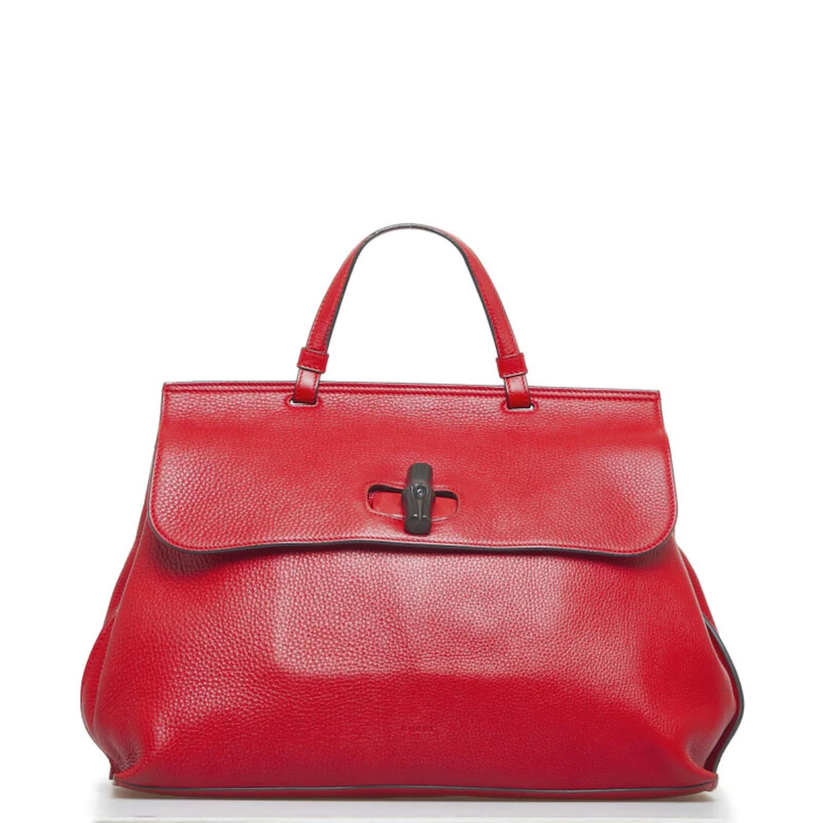 Gucci Bamboo Top Handle Bag In Red