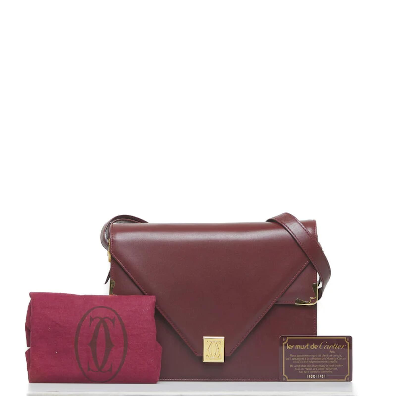 Must de Cartier Leather Envelope Flap Bag Red Pony style calfskin