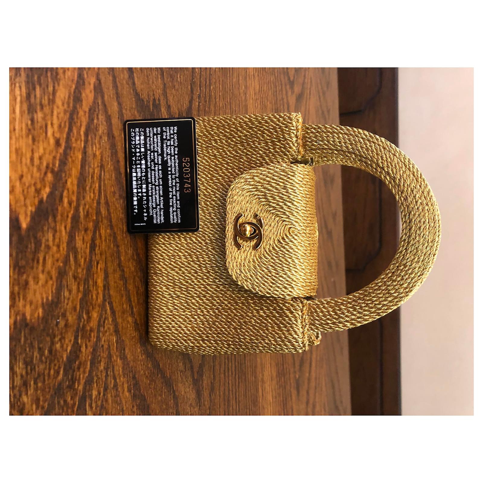 Timeless Collectors Chanel 1998 Gold Lame Silk Woven Small Mini Kelly Flap  Top Handle Raffia Wicker Bag Golden Gold hardware Lambskin ref.896743 -  Joli Closet