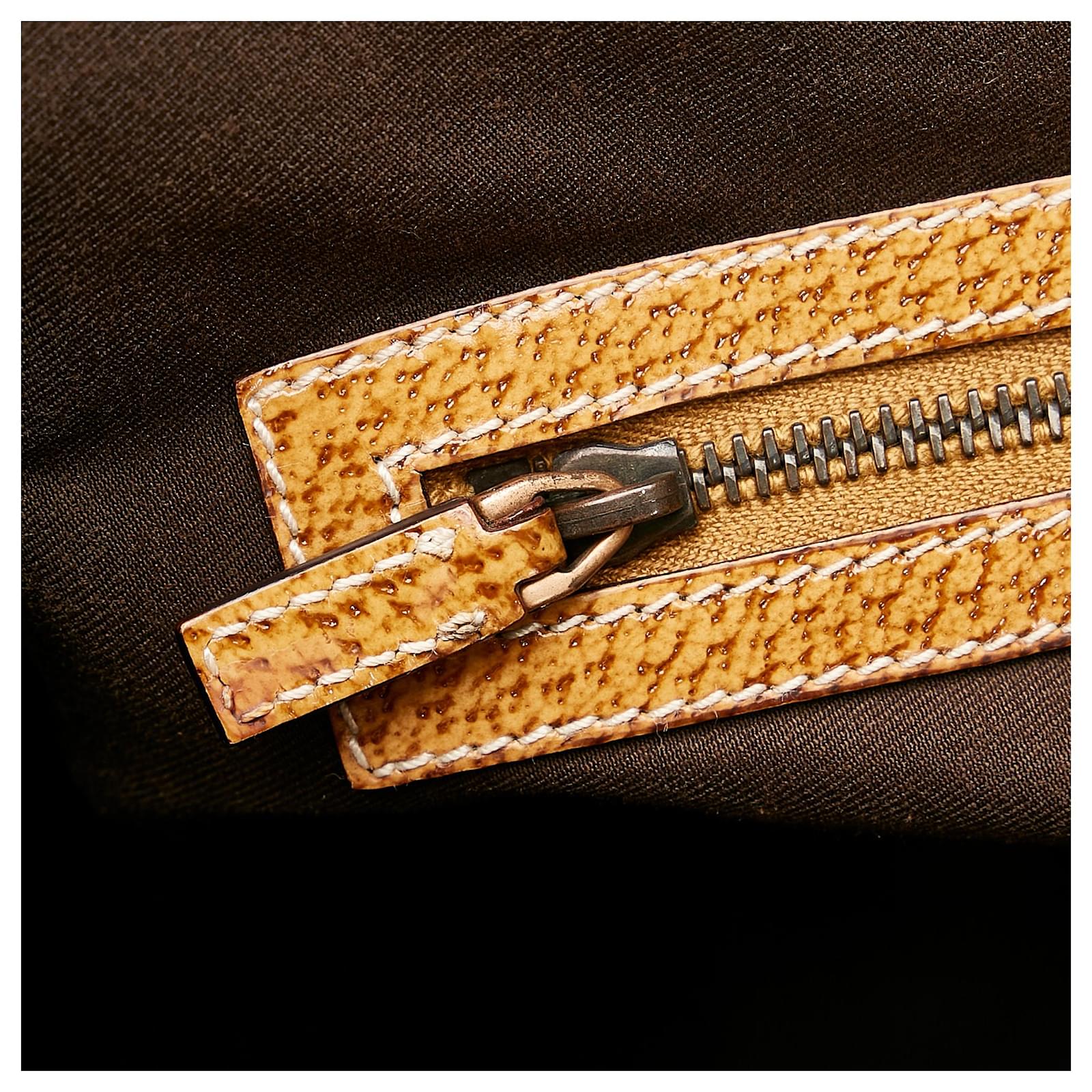 Gucci Brown GG Canvas Nailhead Jackie Bardot Beige Cloth