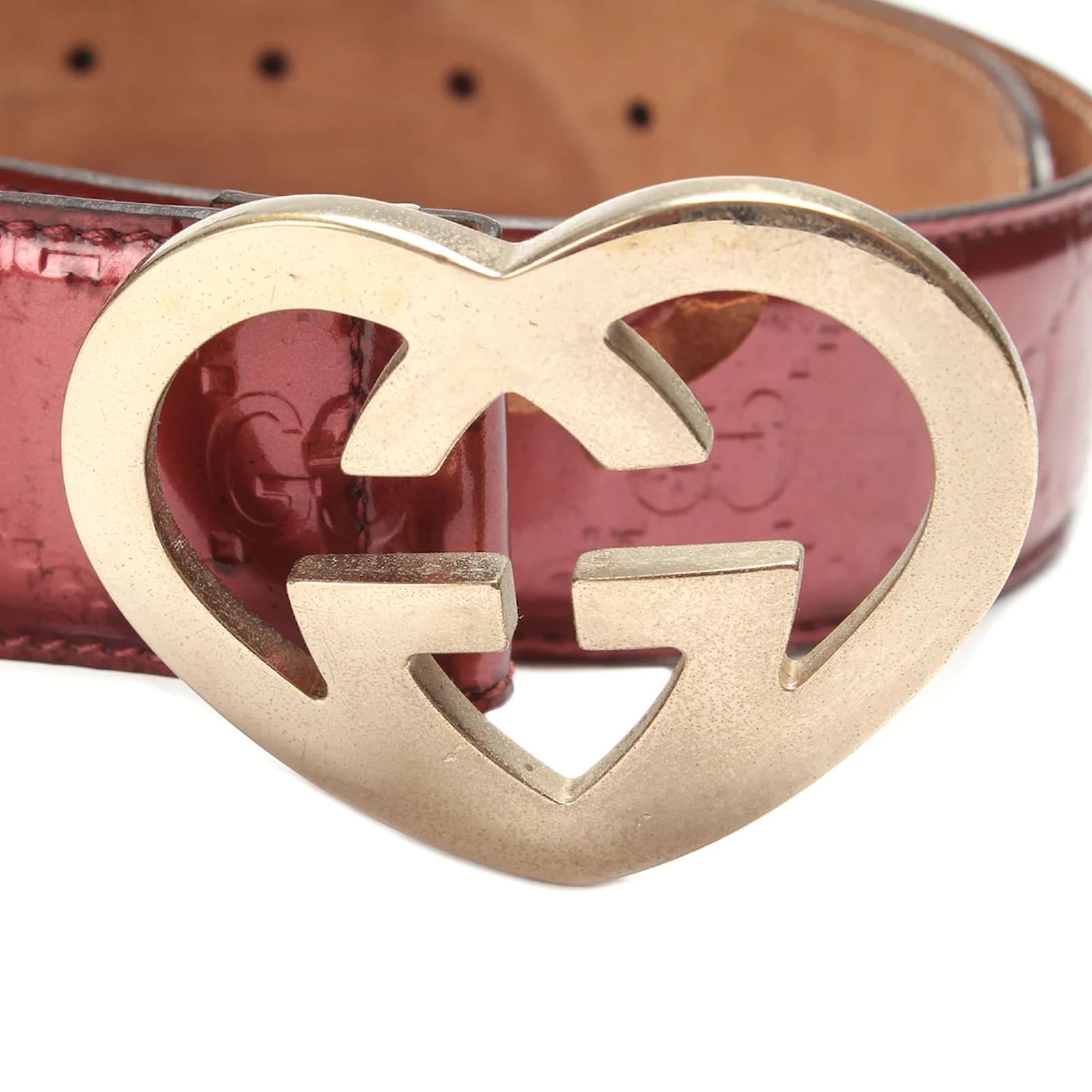 Guccissima Signature Interlocking Heart Belt Red Leather Pony-style  calfskin ref.898155 - Joli Closet