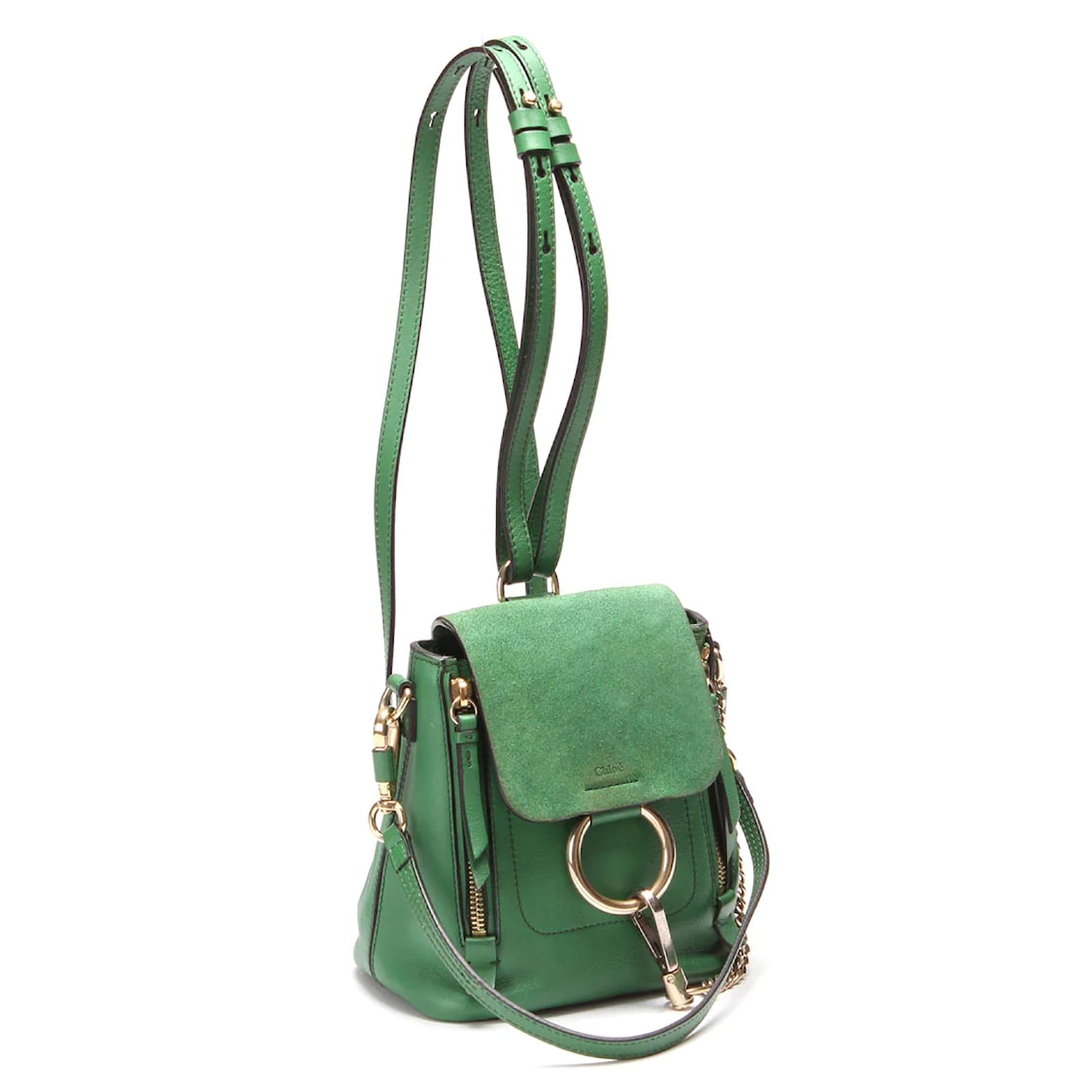 Chloe Faye Leather Backpack Green Pony style calfskin ref.898361 Joli Closet