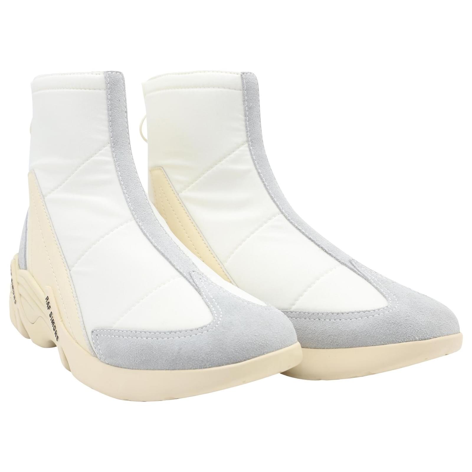 Raf Simons Runner Cyclon 22 Boots in Ivory Leather White Cream ref