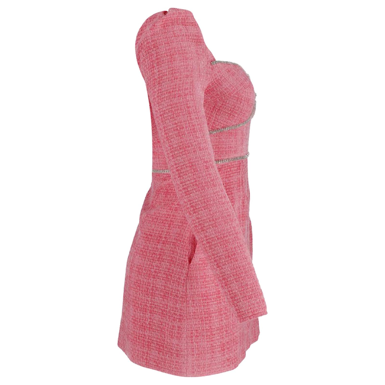 knee length dresses for ladies Cream Boucle Collared Mini Dress – self-portrait main image 1