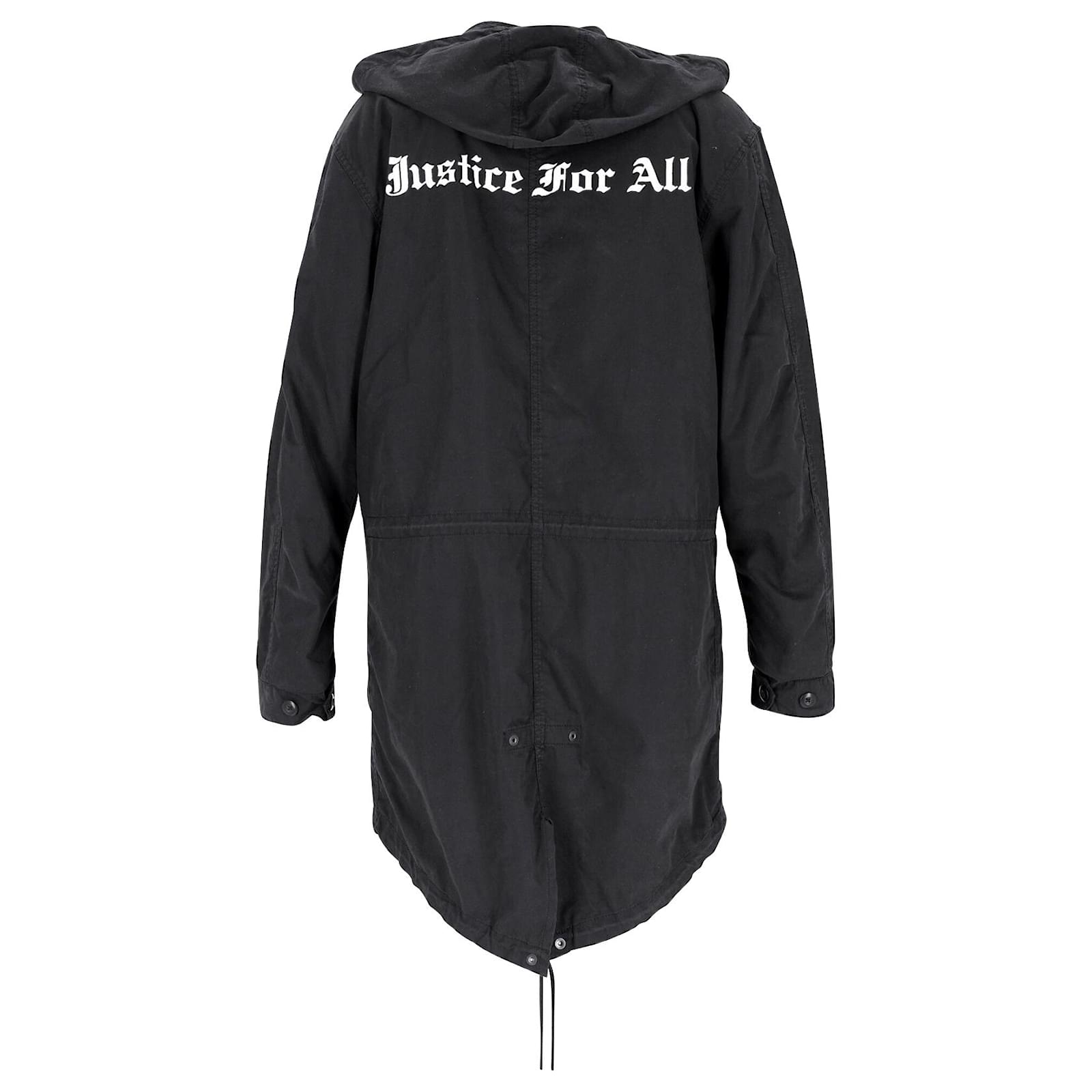 Supreme Justice For All Fishtail Parka in Black Cotton (Sold