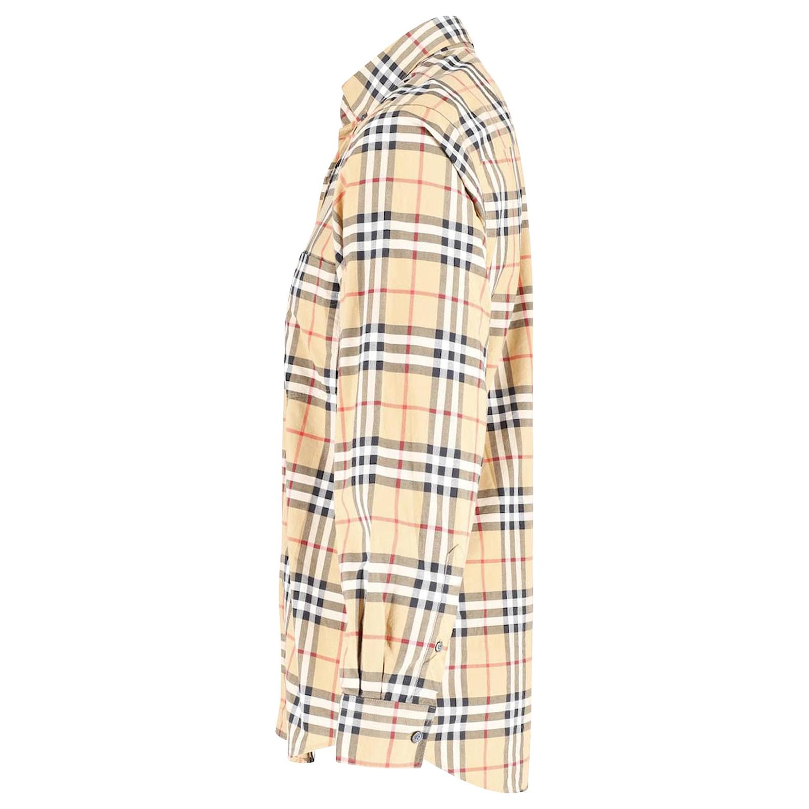 Camicia Burberry Signature Check Print in cotone marrone ref