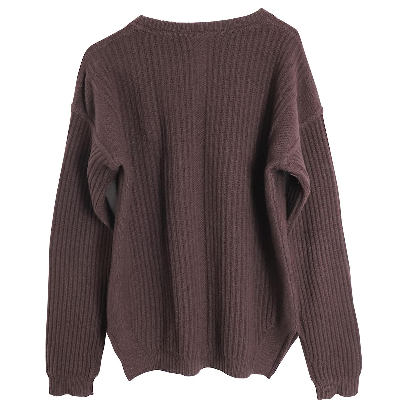 Rick Owens Sisyphus Fisherman Knit Sweater in Brown Virgin Wool