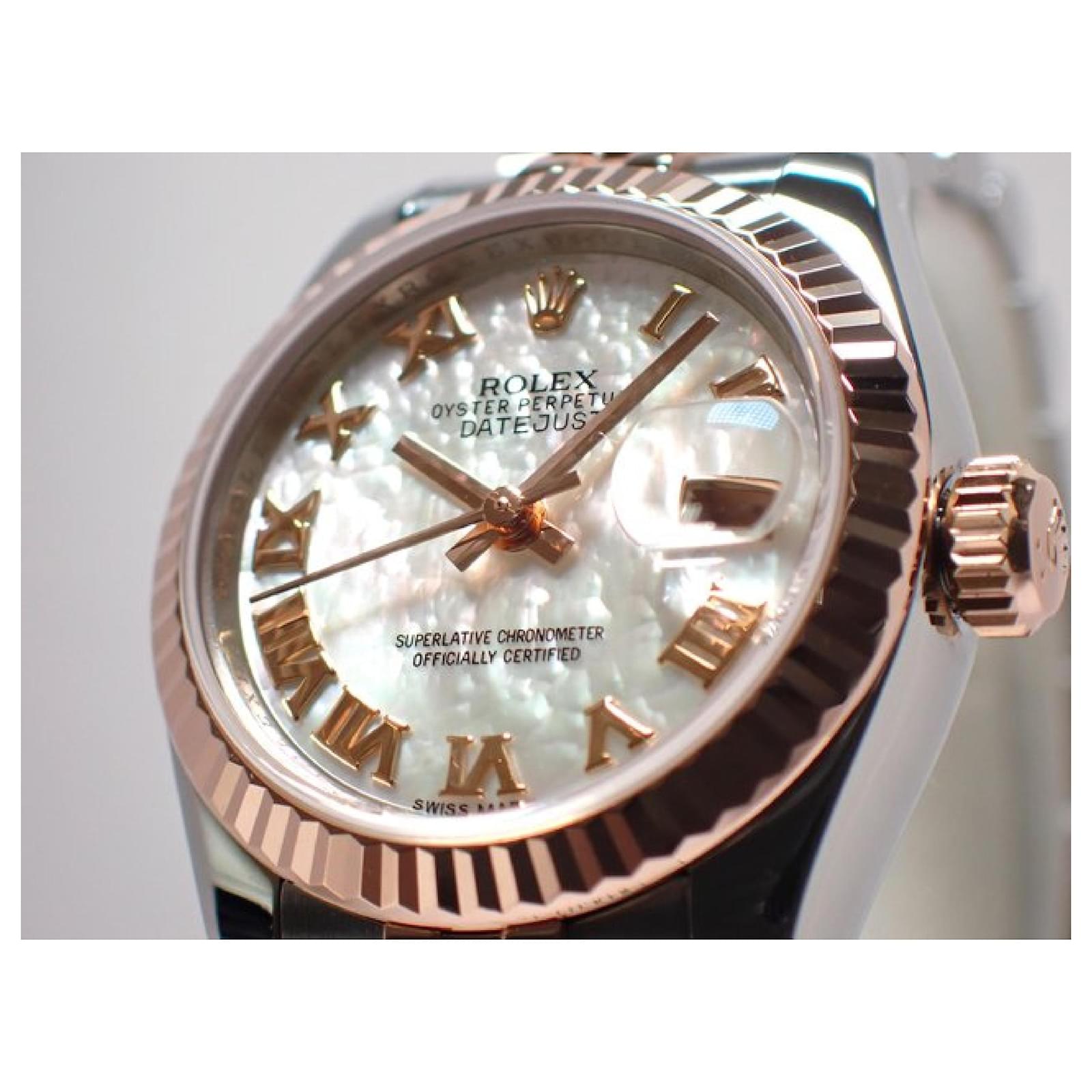 ROLEX Datejust blanco Shell Roman Mujer 179171NR Mujeres Plata
