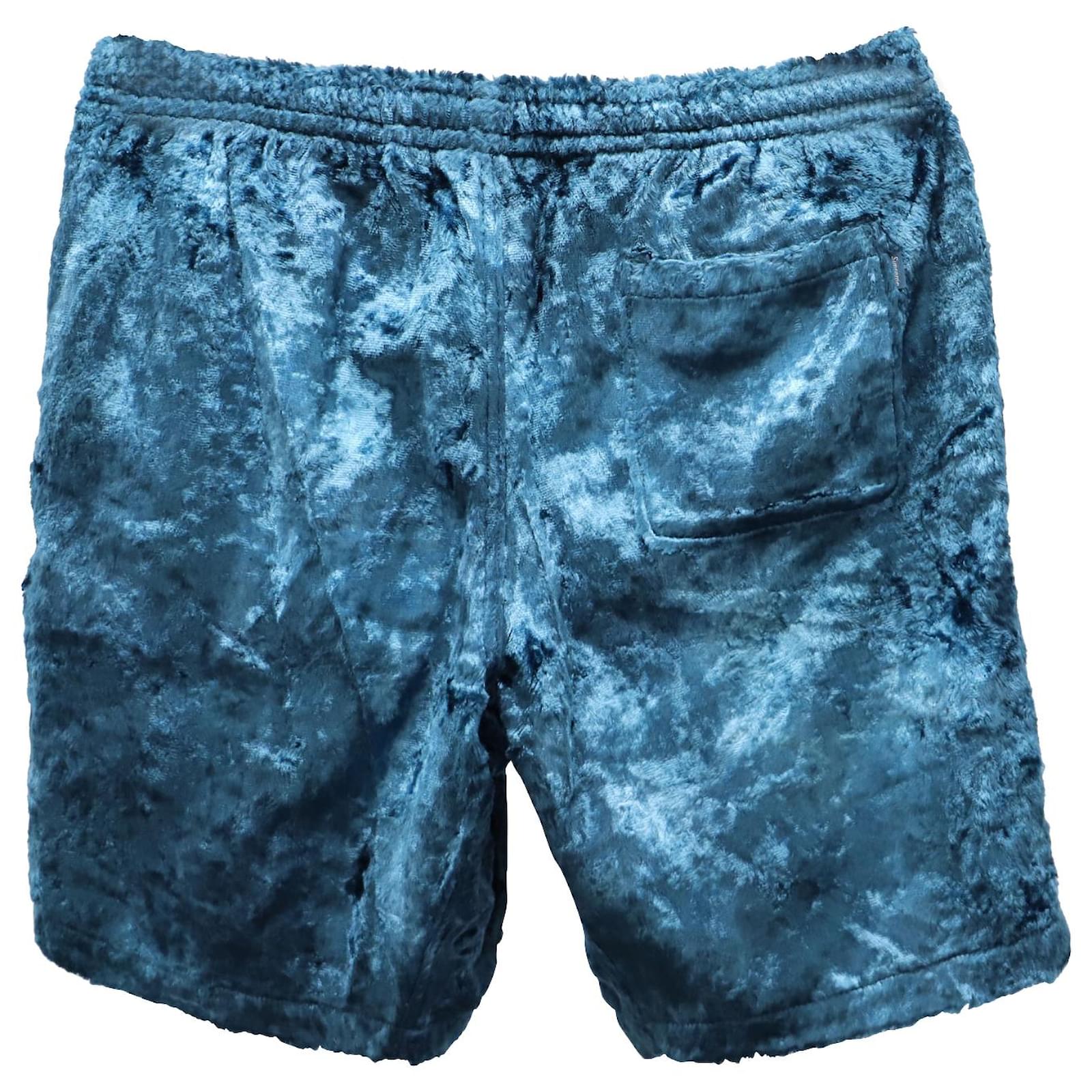 Supreme Fuzzy Pile Shorts in Teal Viscose Green Cellulose fibre