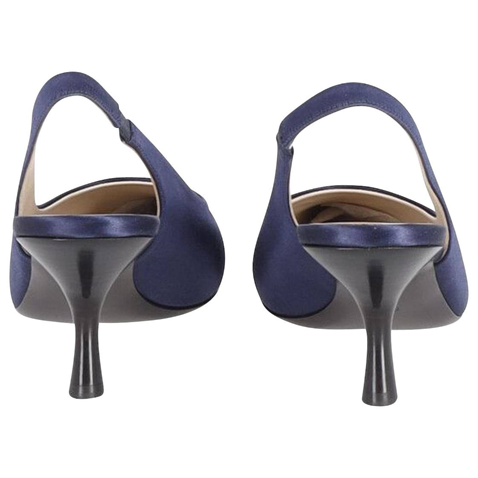 The Row Bourgeoisie Slingback Pumps in Navy Blue Satin ref