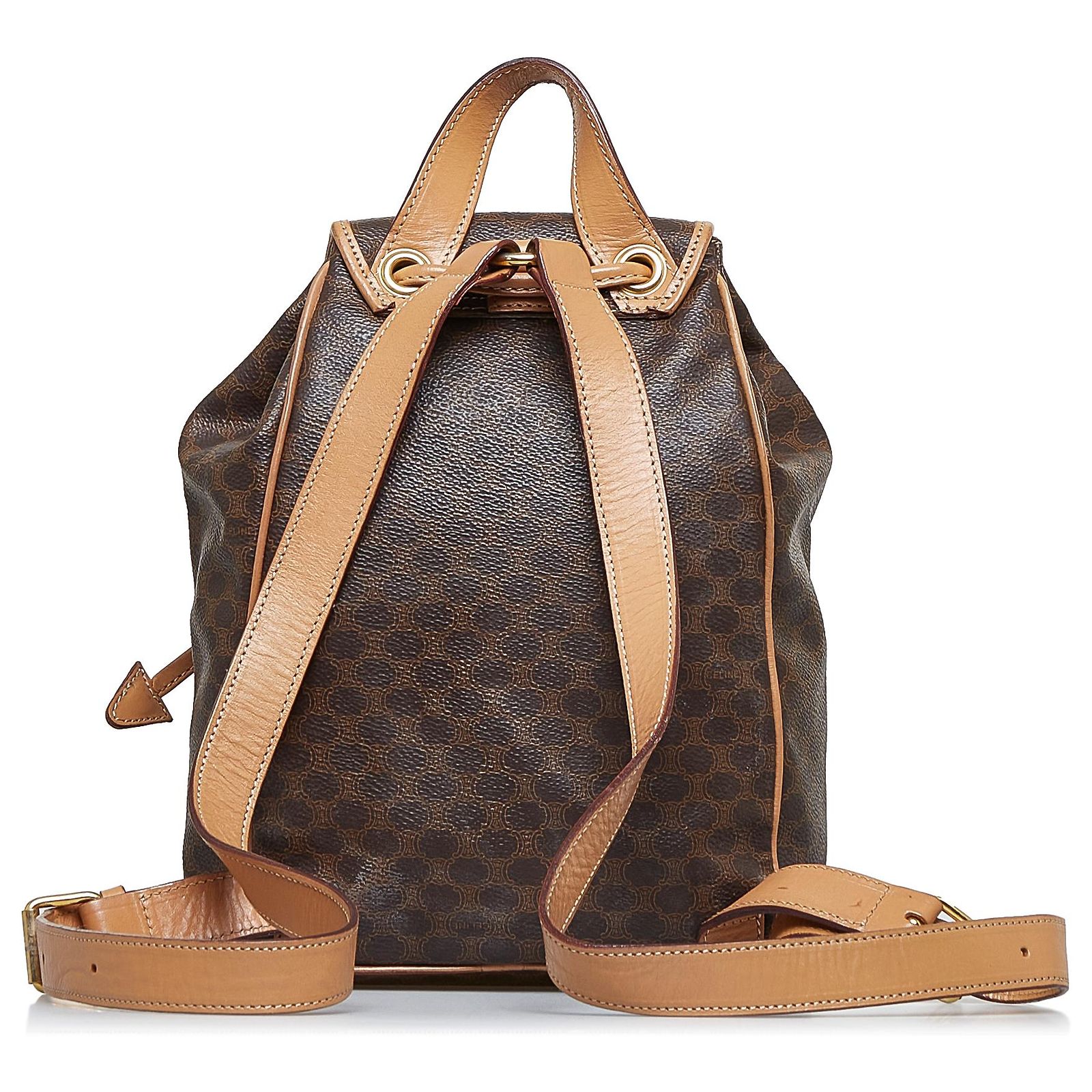Celine Brown Macadam Backpack M95* 117075 CELINE Macadam Gancini Backpack Brown Vintage jgndep  main image 2