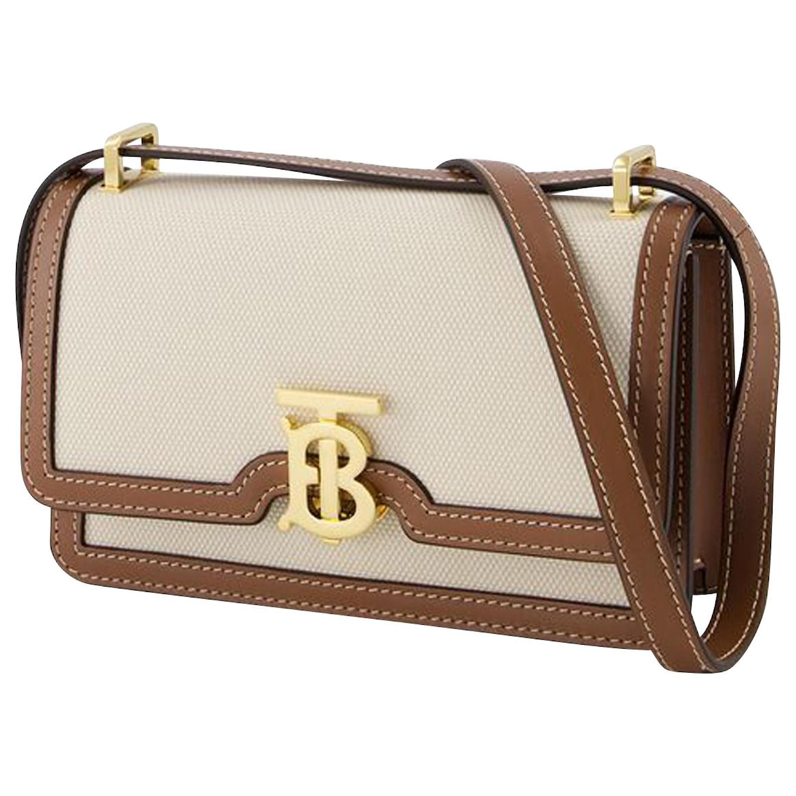 Elongated Crossbody bag - Burberry - Cotton - Malt Brown